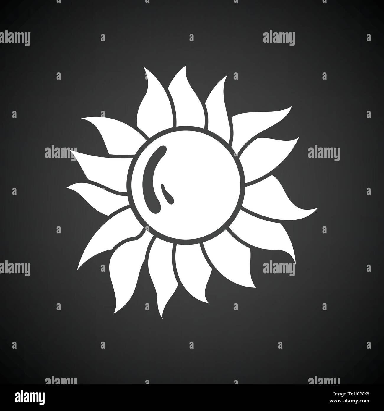 Sun icon. Black background with white. Vector illustration Stock Vector ...