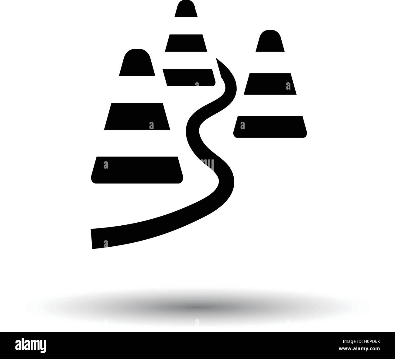 Soccer training cones icon. White background with shadow design. Vector illustration Stock