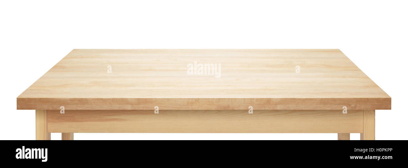 Light wooden table top on white background Stock Photo Alamy