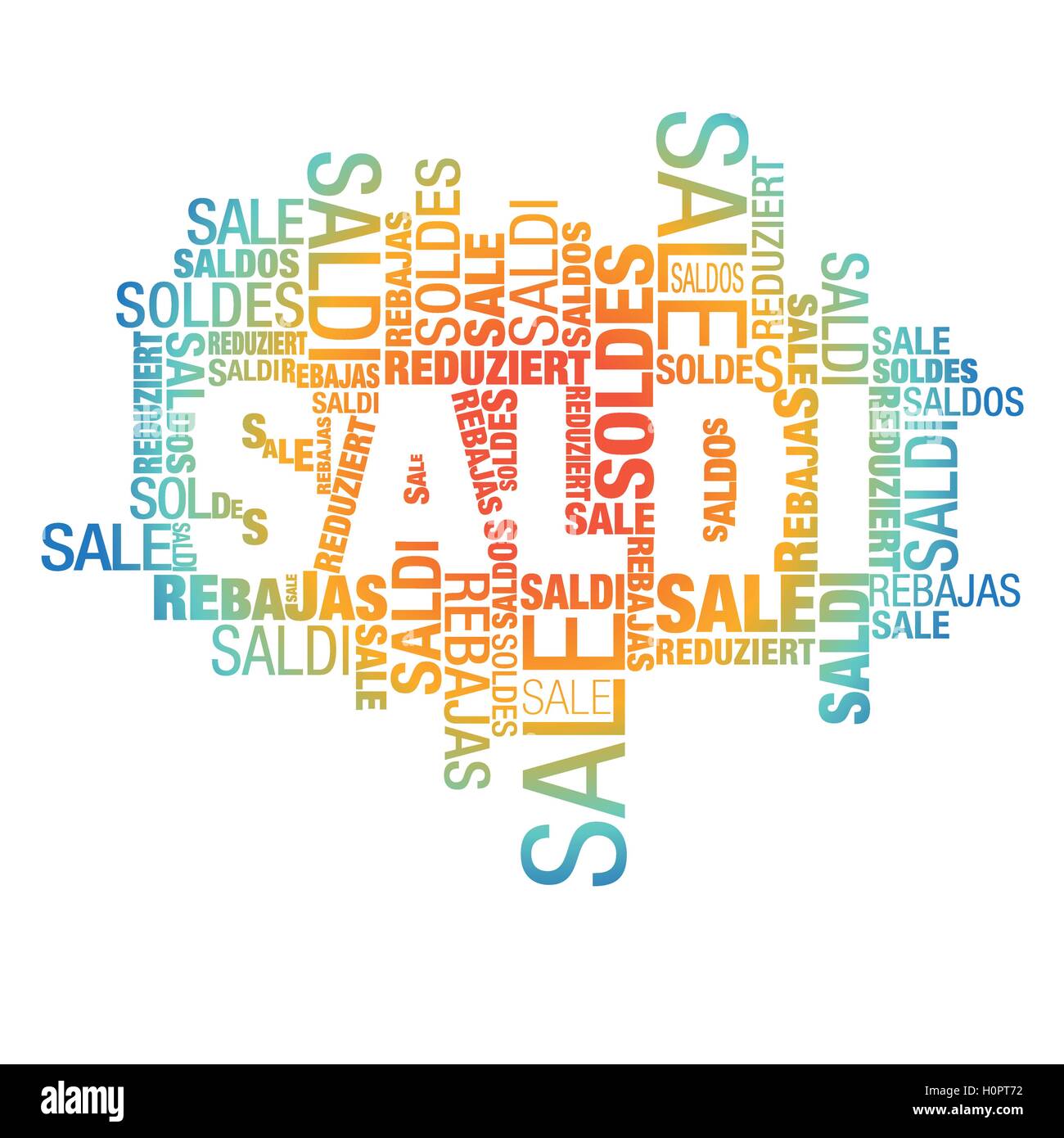 Promotional advertise cloud of international words (Italian focused & gradient colors) Stock Vector