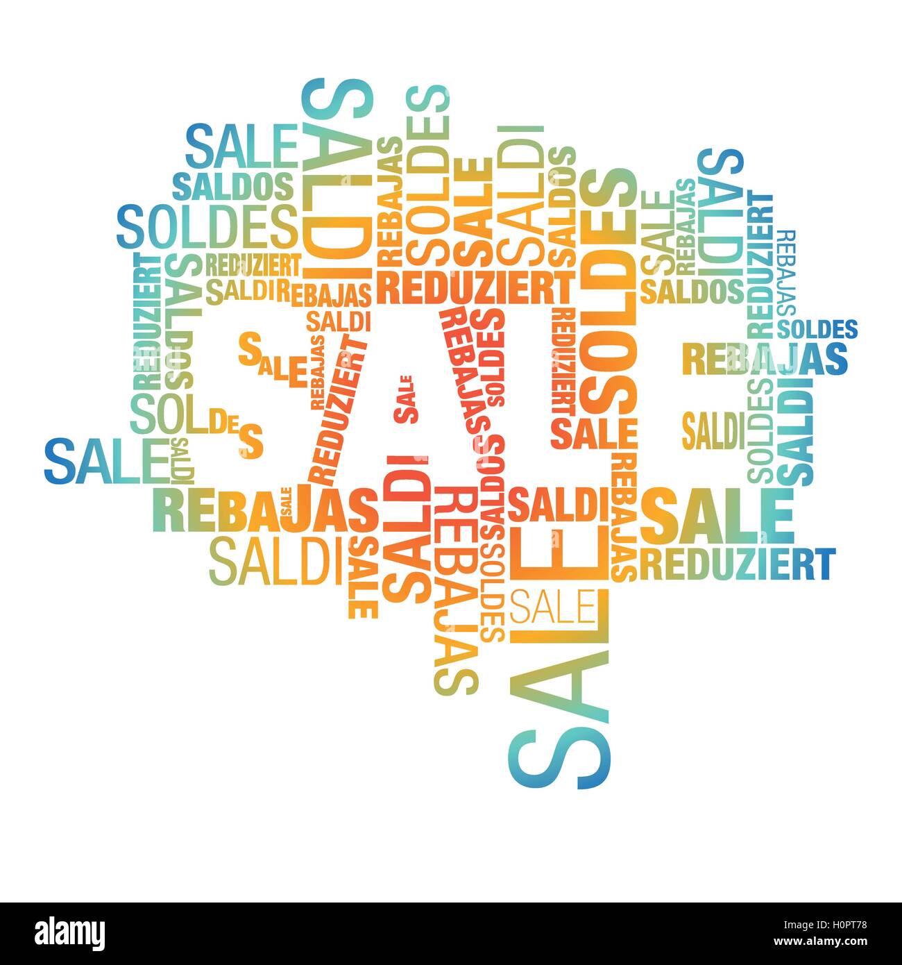 Promotional advertise cloud of international words (English focused & gradient colors) Stock Vector