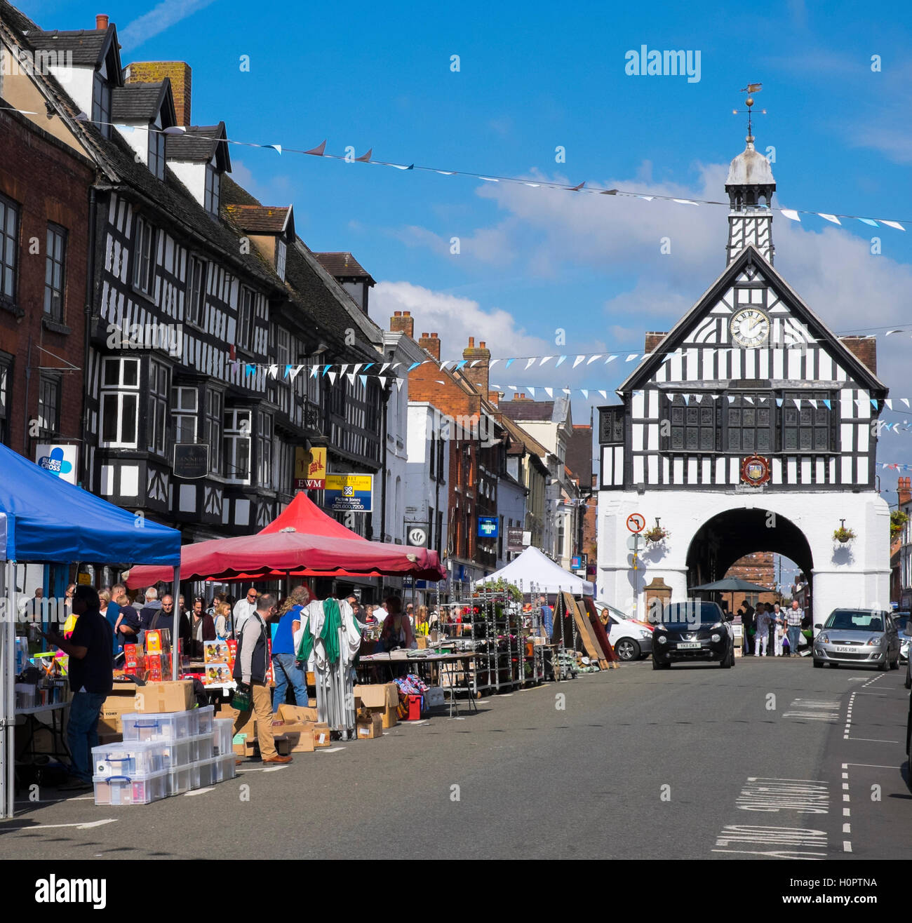 Street market and town hall, Bridgnorth, Shropshire, England, UK Stock