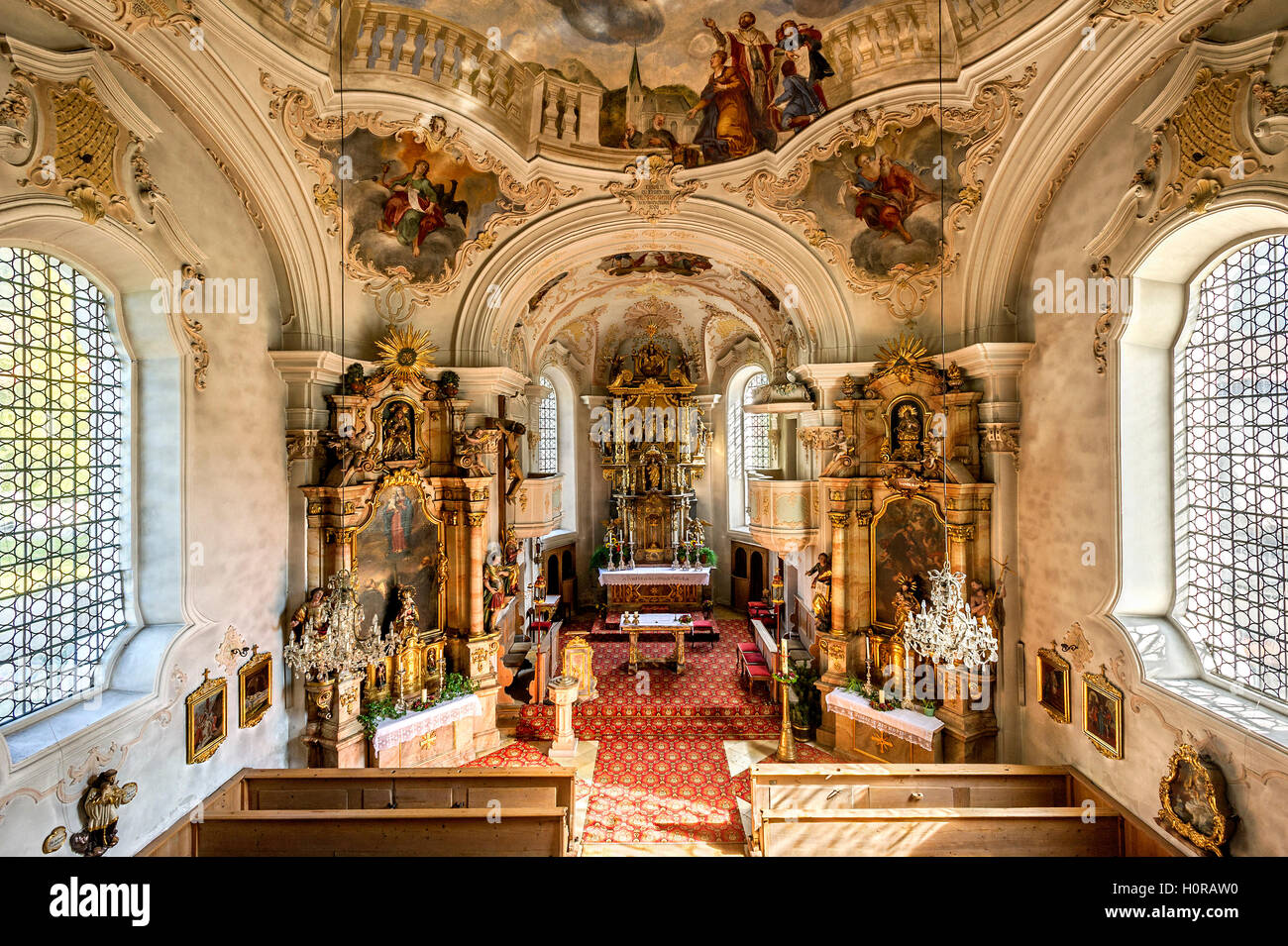 Parish Church of St. Margareth, baroque interior, Bayrischzell, Upper Bavaria, Bavaria, Germany Stock Photo