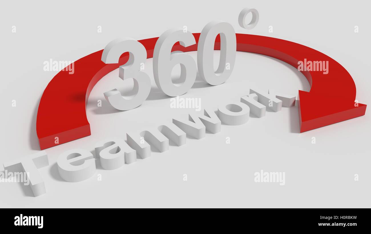 360 degree Teamwork with red arrow Stock Photo
