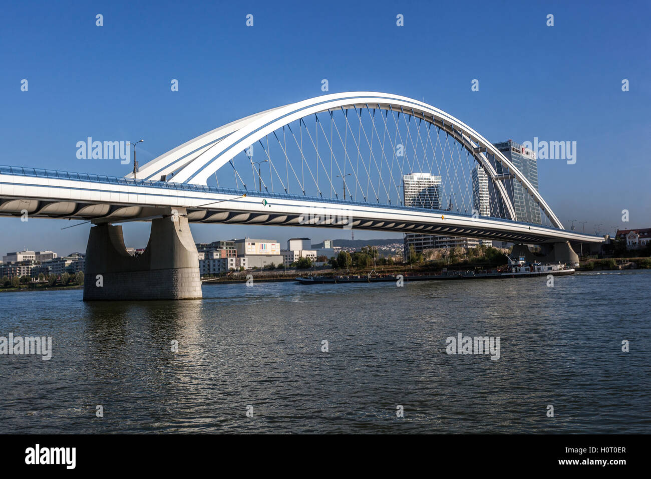 Apollo bridge, Bratislava, Slovakia, Europe Stock Photo