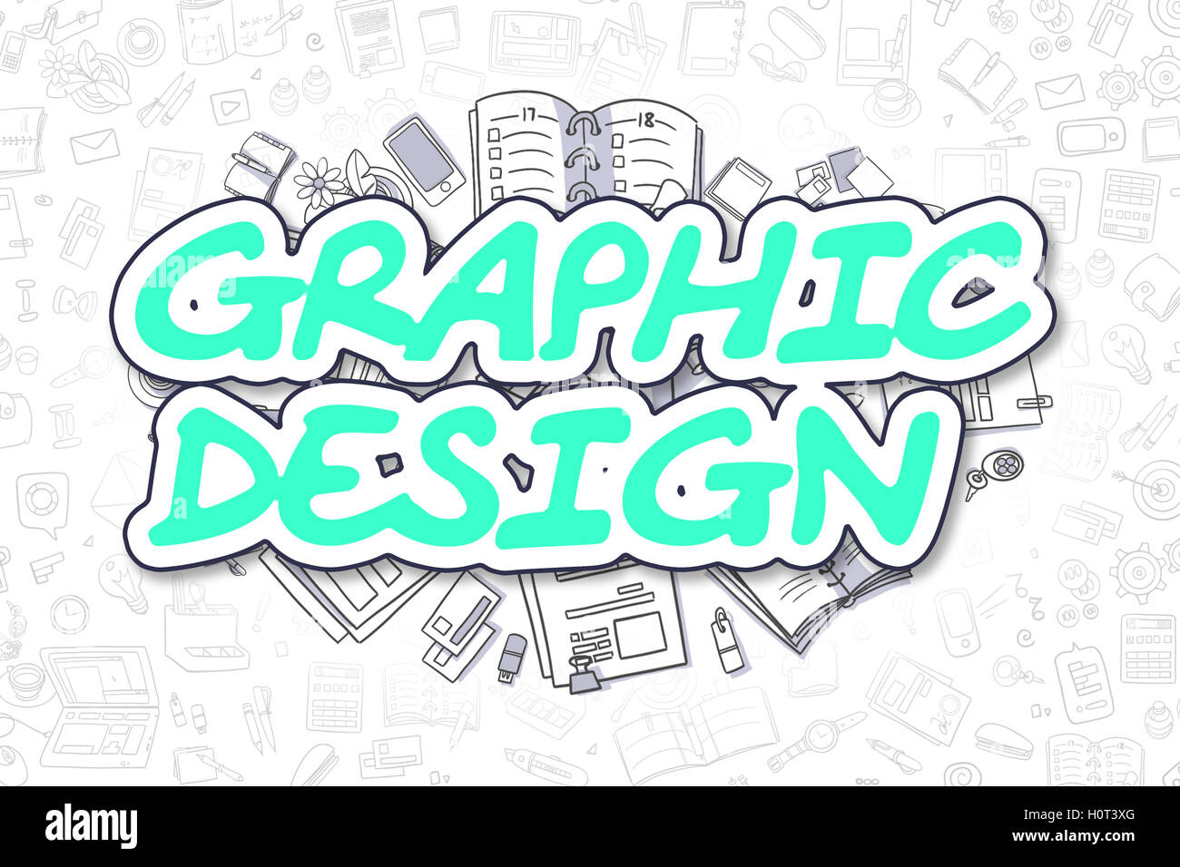 Graphic Design - Cartoon Green Word. Business Concept. Stock Photo
