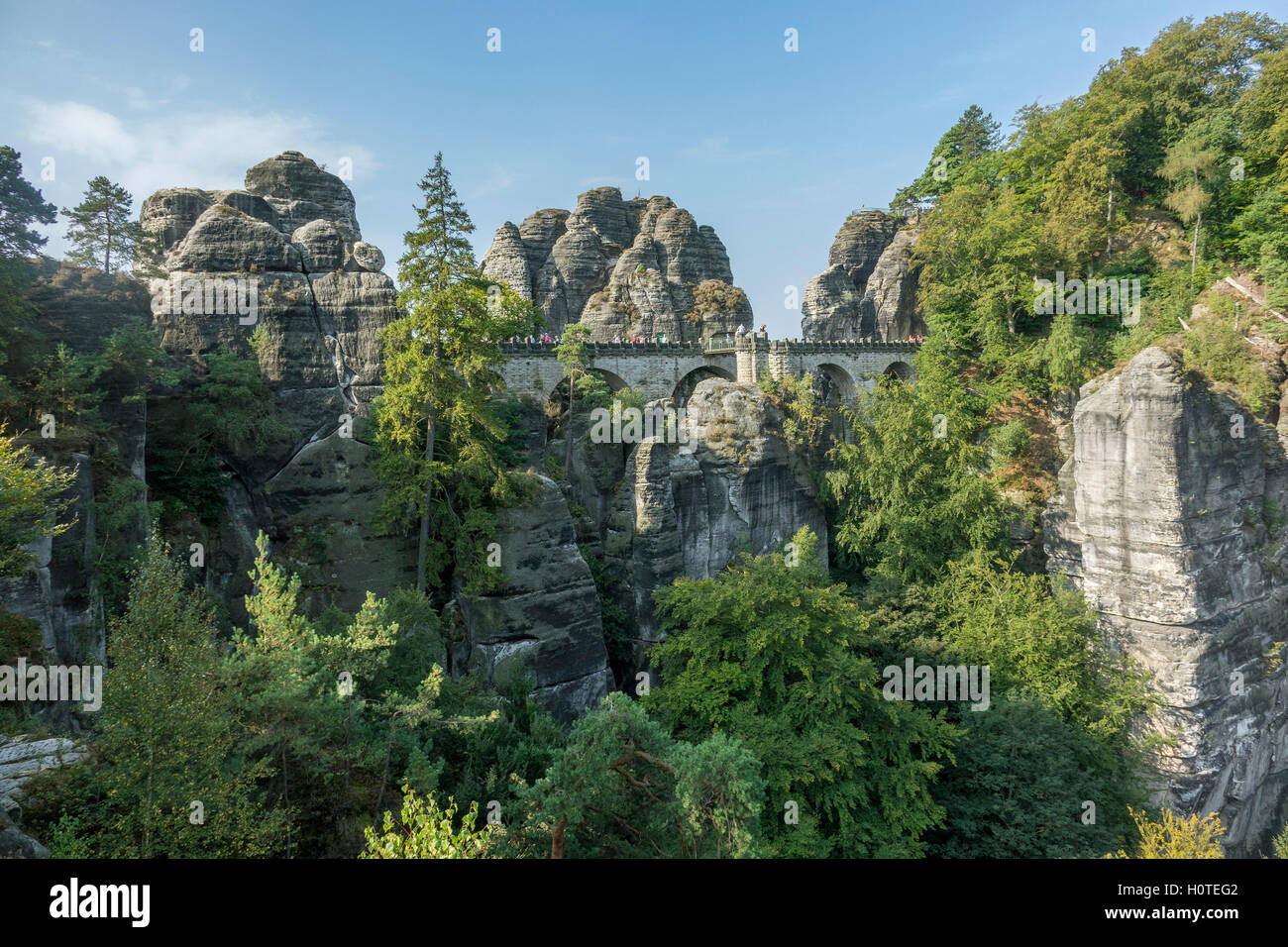 Germany, Saxony, Bastei rocks, Upper Elbe Stock Photo