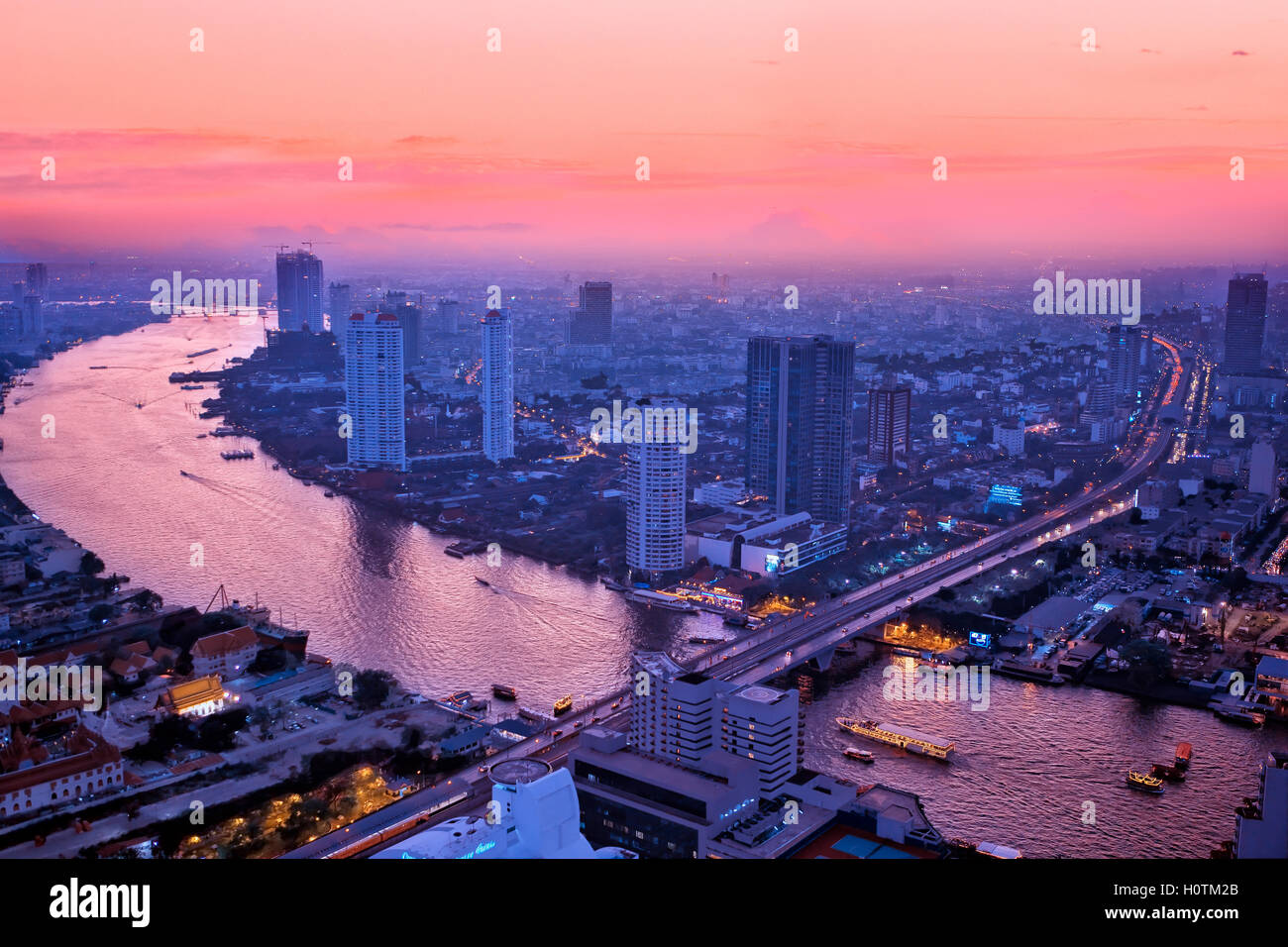 Bangkok skyline at night Stock Photo - Alamy