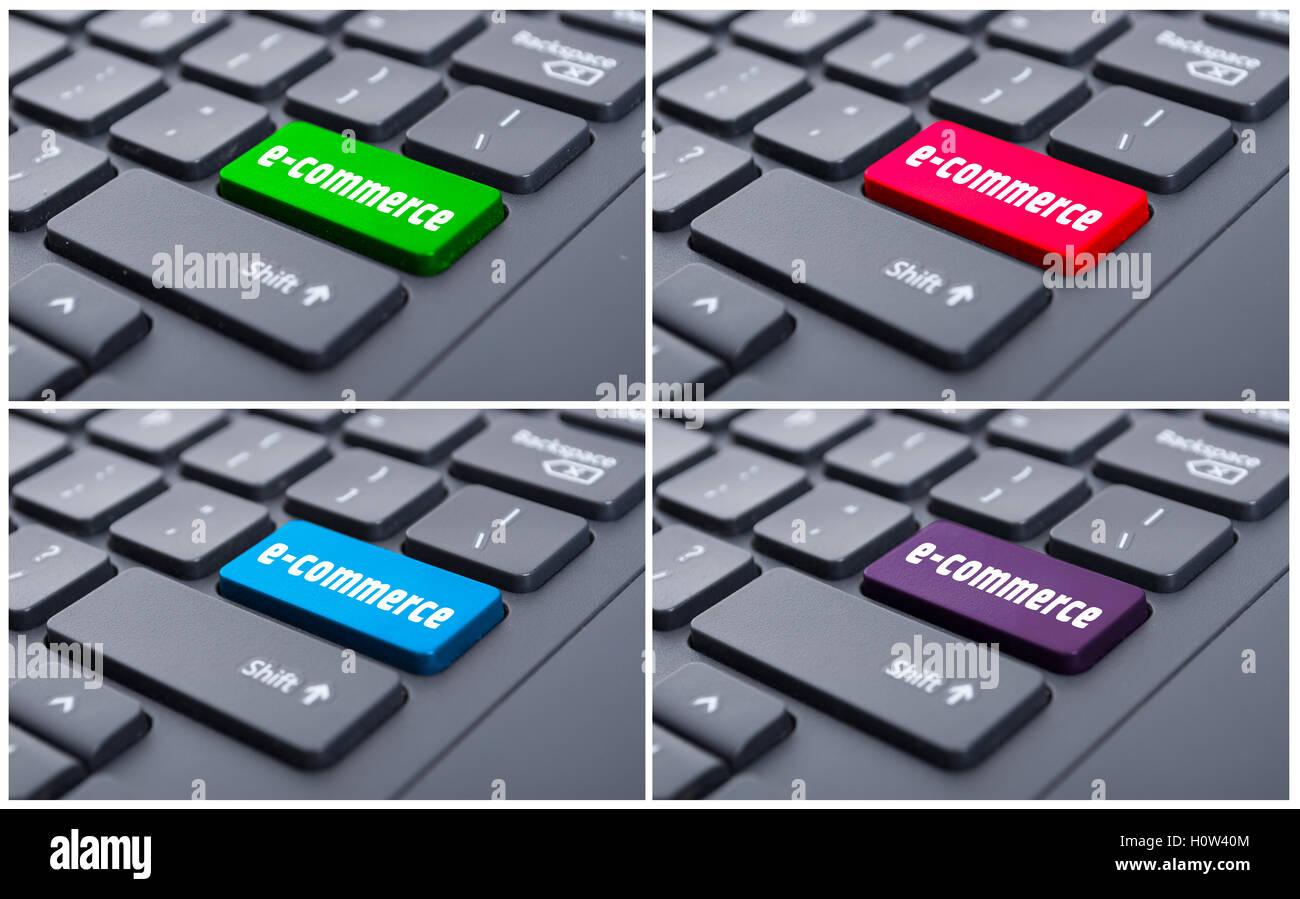 Electronic commerce key on enter computer button as online shopping concept Stock Photo