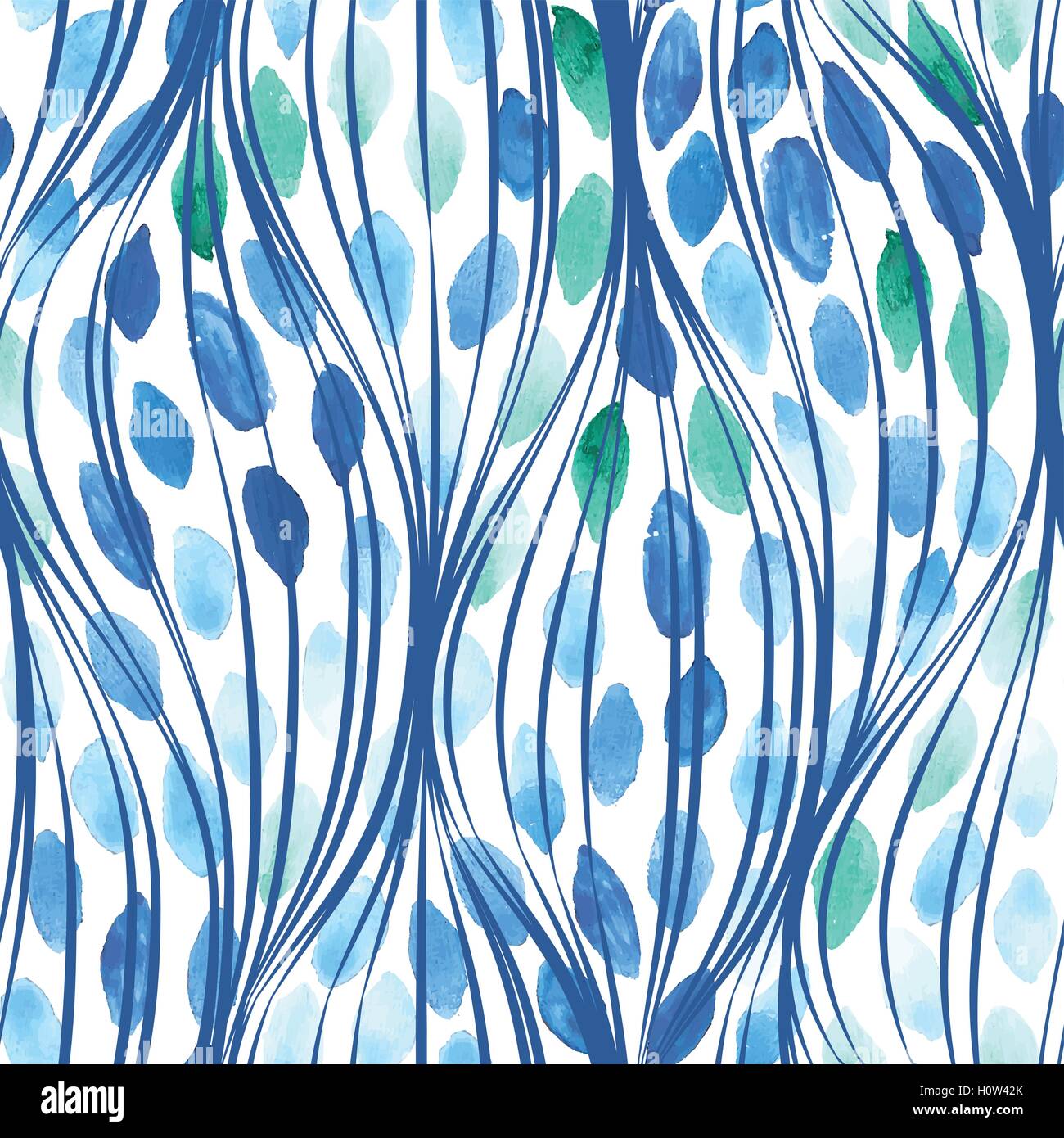 Seamless linear waves pattern with watercolor drops Stock Vector Image ...