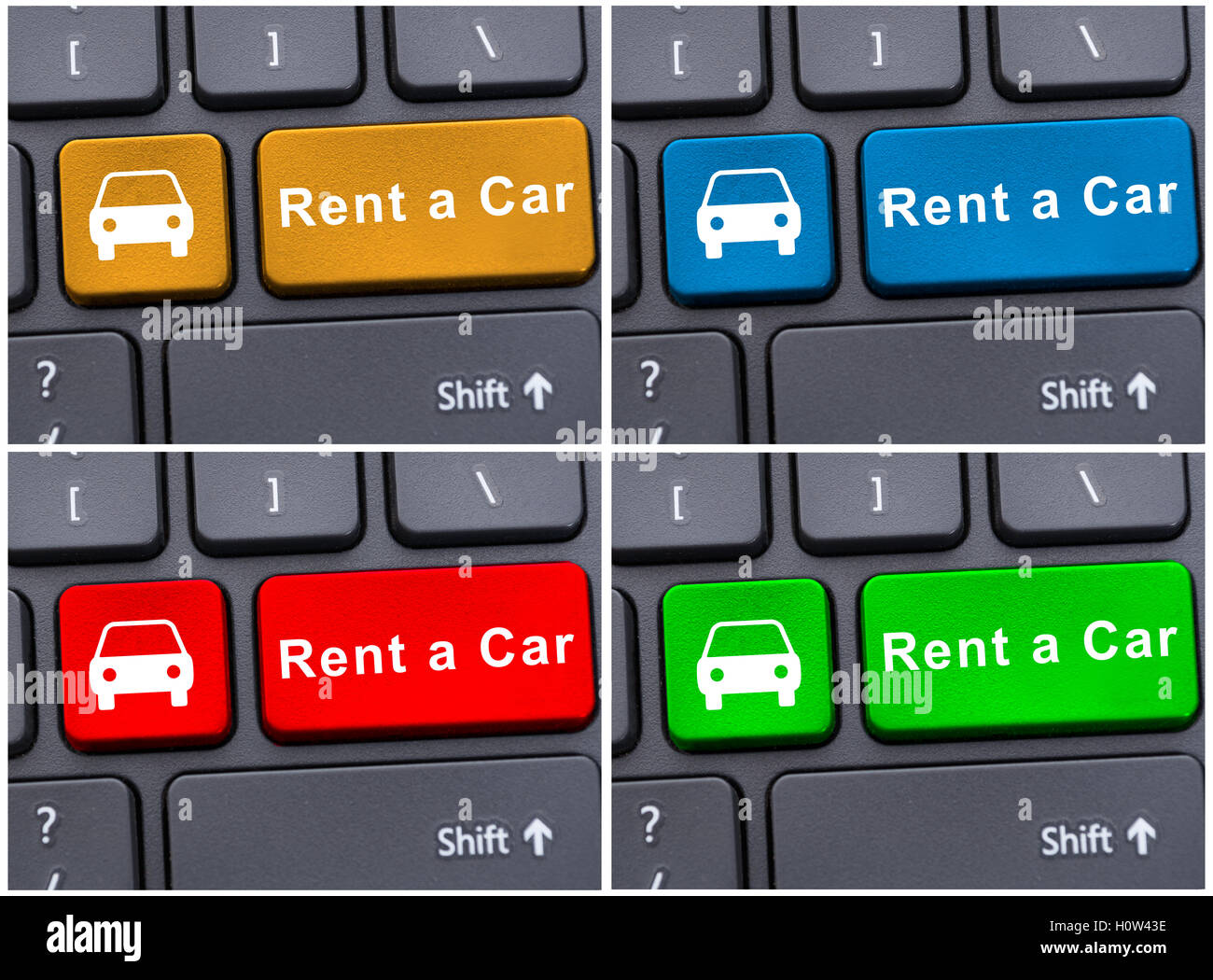 Keyboard with rent car button as online business concept Stock Photo