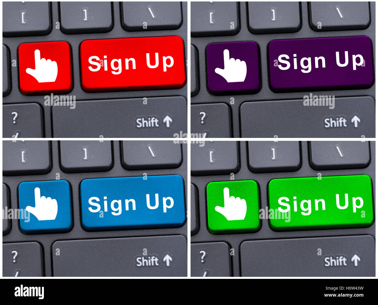 Online registration into account  with sign up button on keyboard Stock Photo