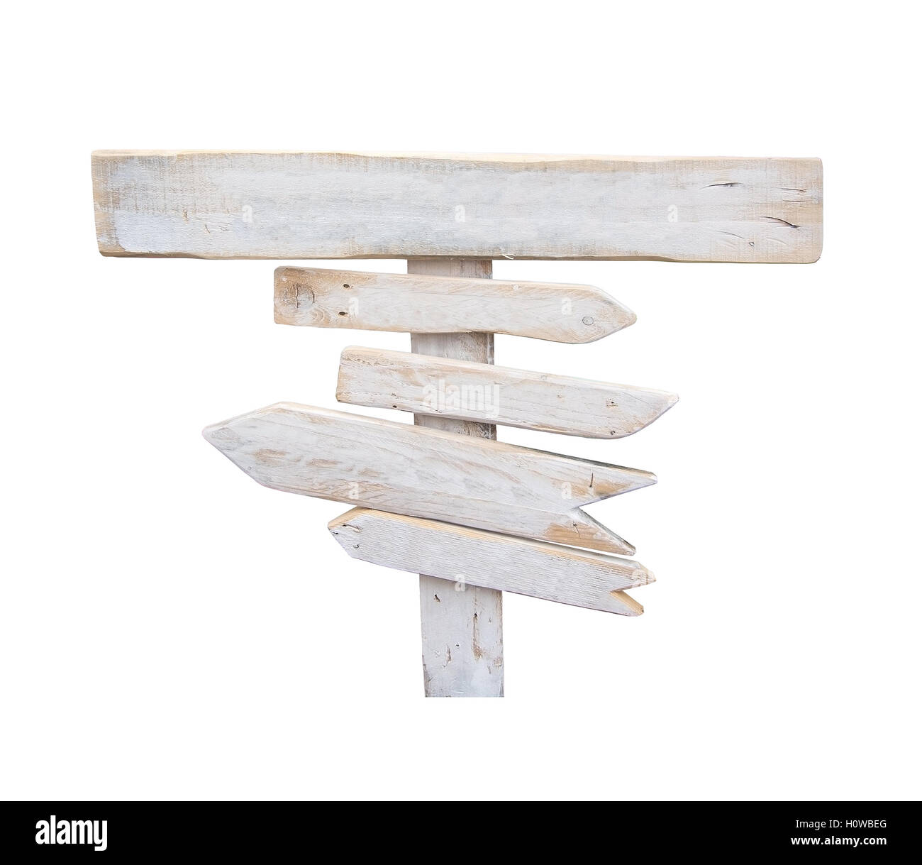 White wood arrow signs background copy space isolated on white Stock ...