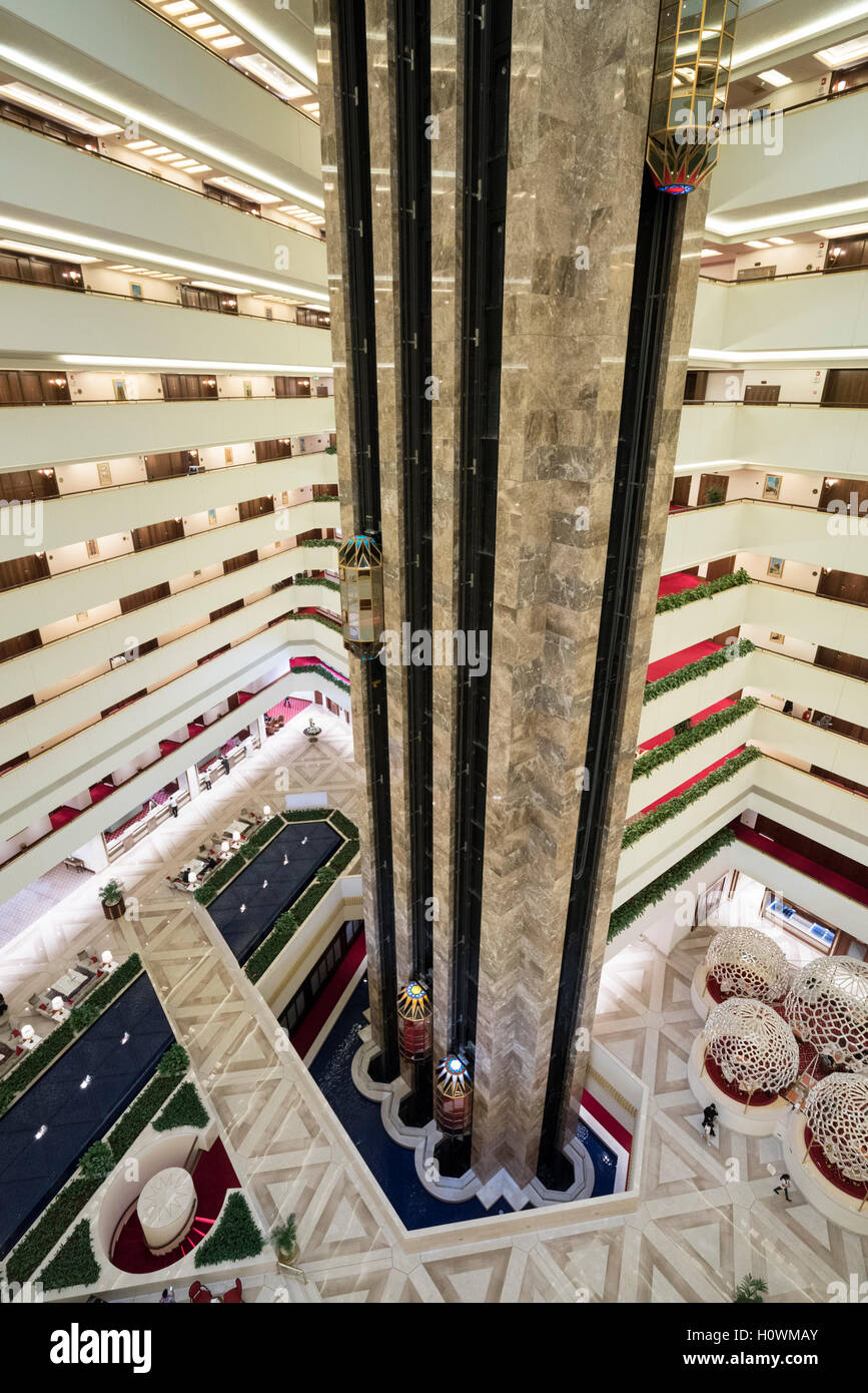 Interior of atrium inside Sheraton Hotel in Doha, Qatar Stock Photo