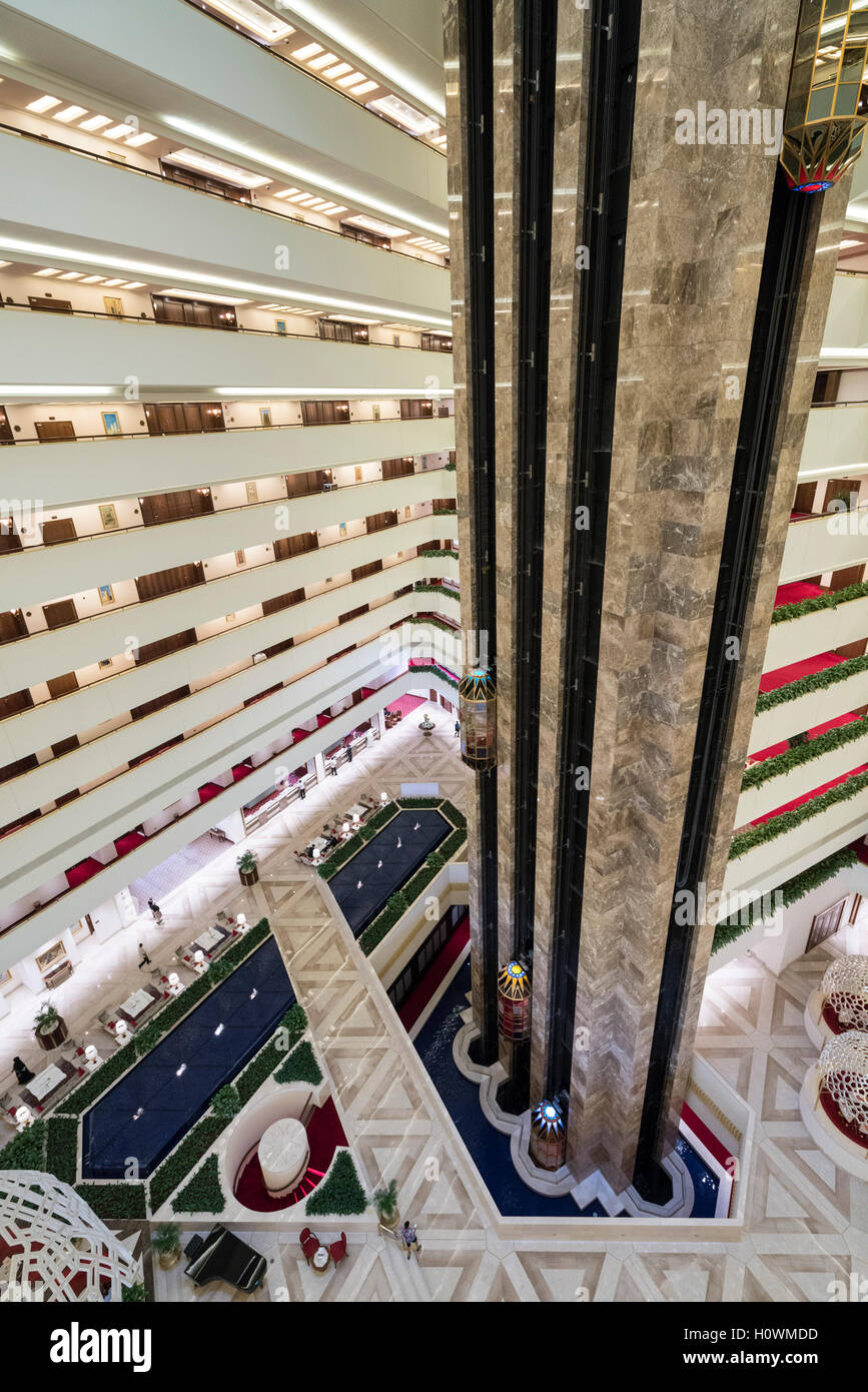 Interior of atrium inside Sheraton Hotel in Doha, Qatar Stock Photo