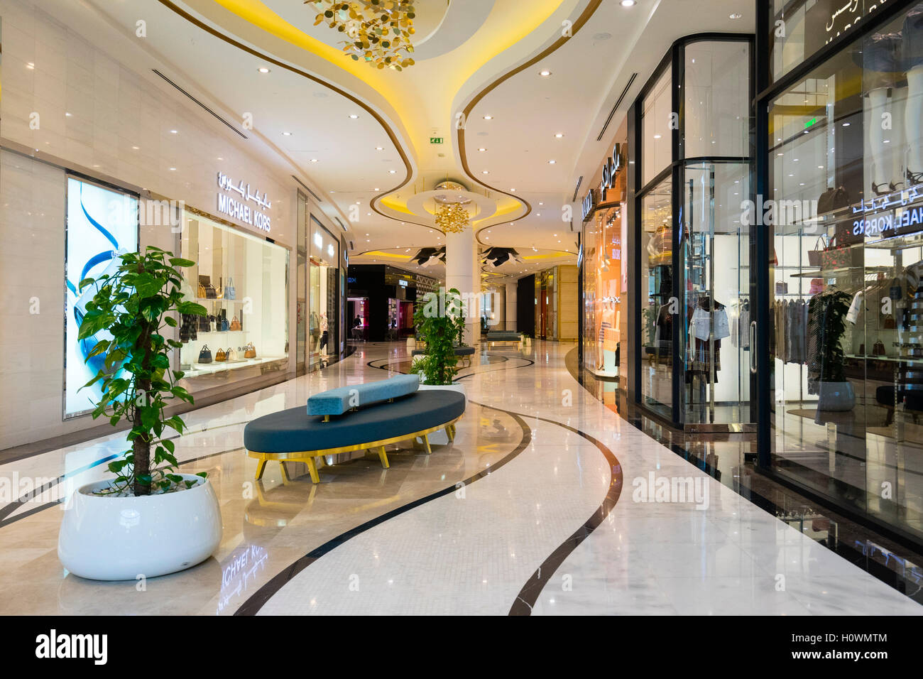 Luxury fashion boutiques inside The Lagoona Shopping Mall in Doha