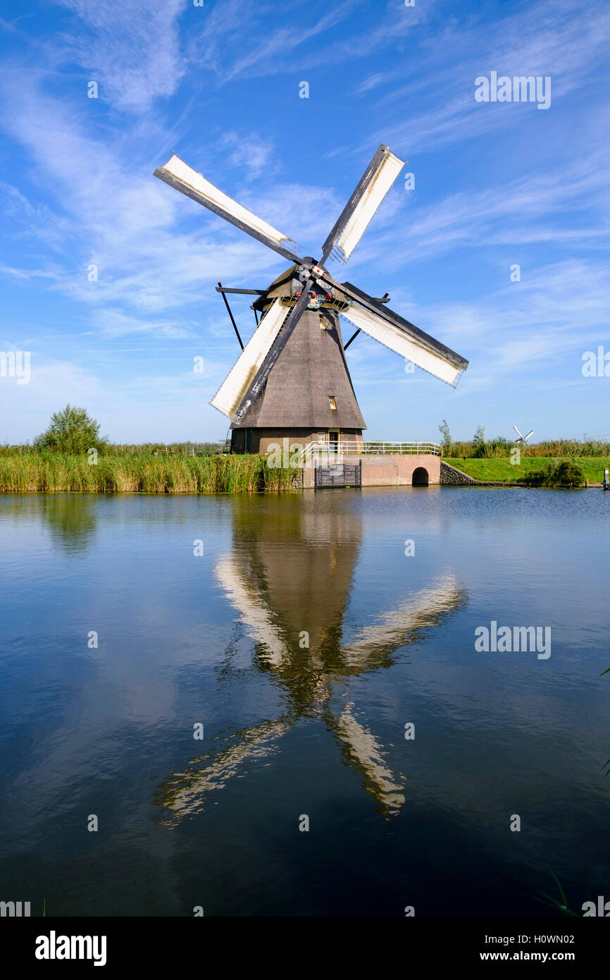 Windmill at Kinderdijk UNESCO World Heritage Site in The Netherlands Stock Photo