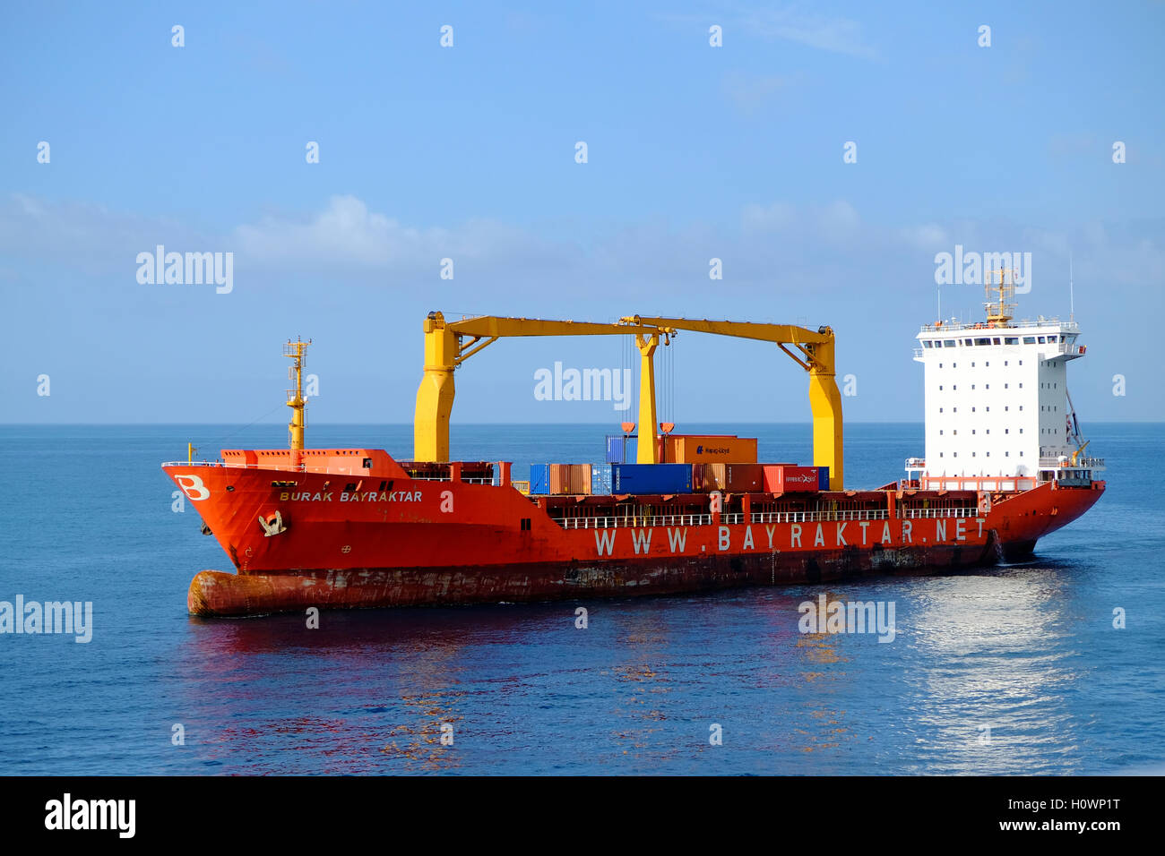 Europe Mediterranean Sea container ship freighter Stock Photo