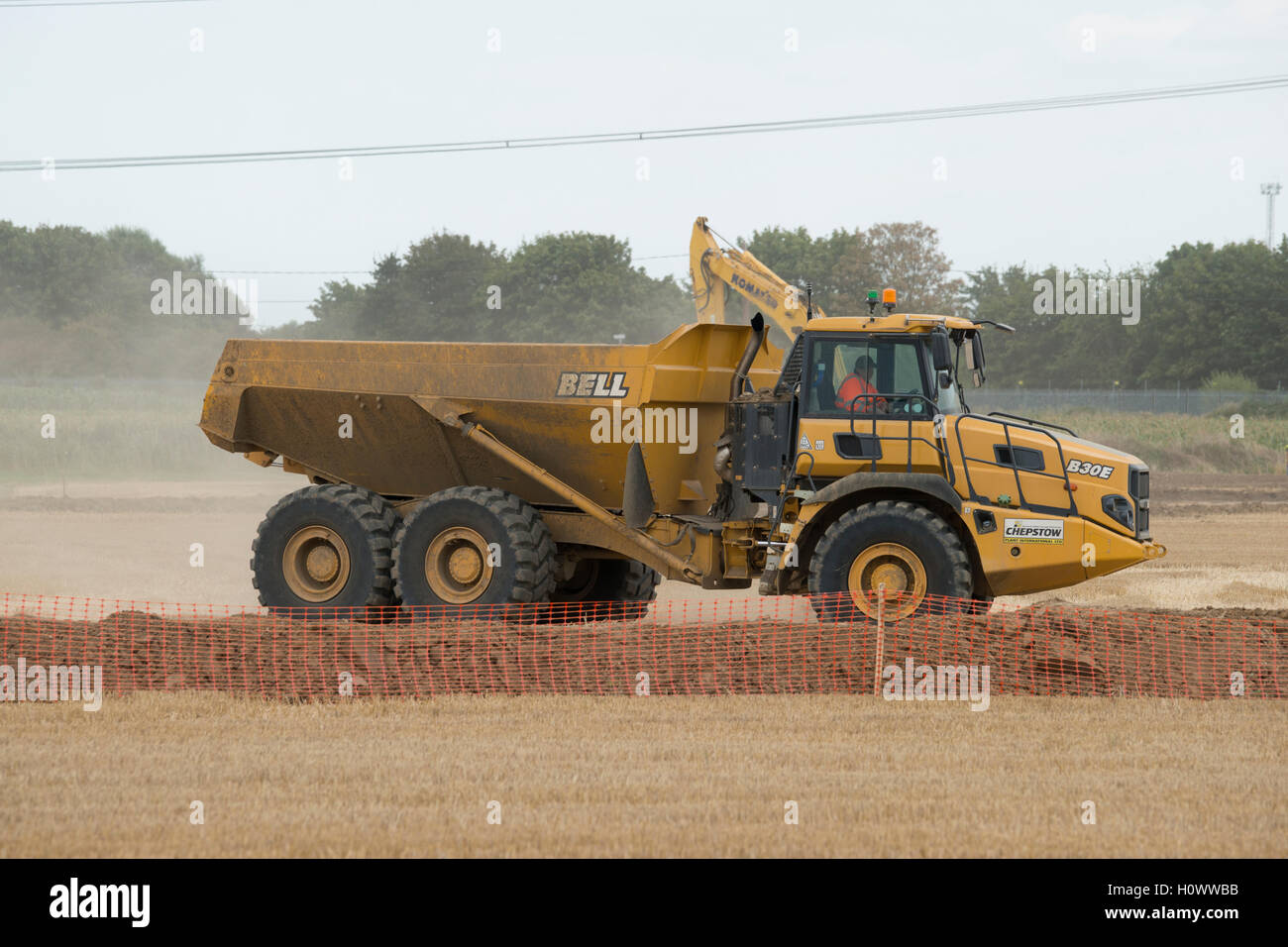 Phase one of new transformation in a small countryside village called hoo in kent. Miners come to mine the local farm fields for their REM resources Stock Photo