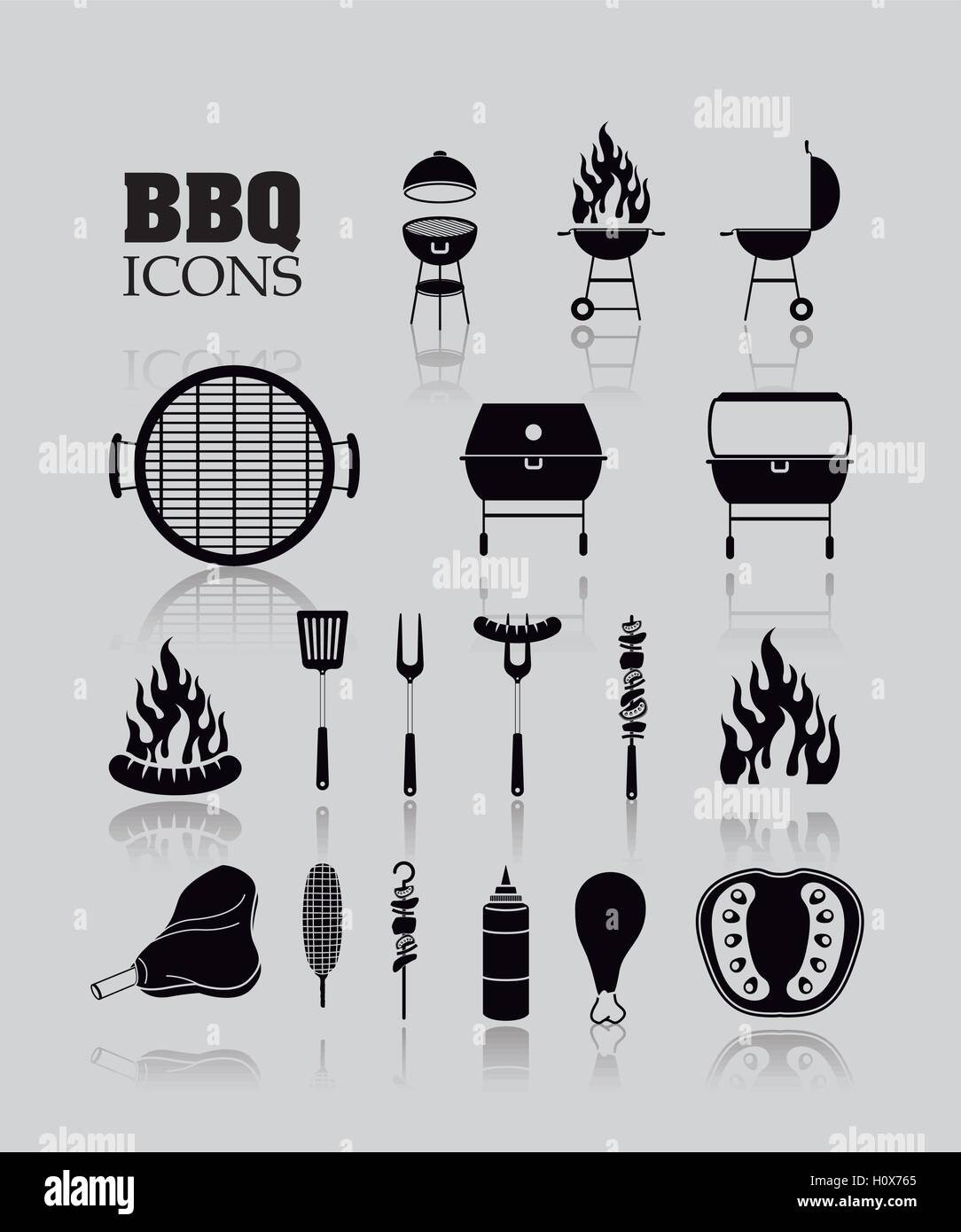Bbq and grill menu icon set Stock Vector Image & Art - Alamy