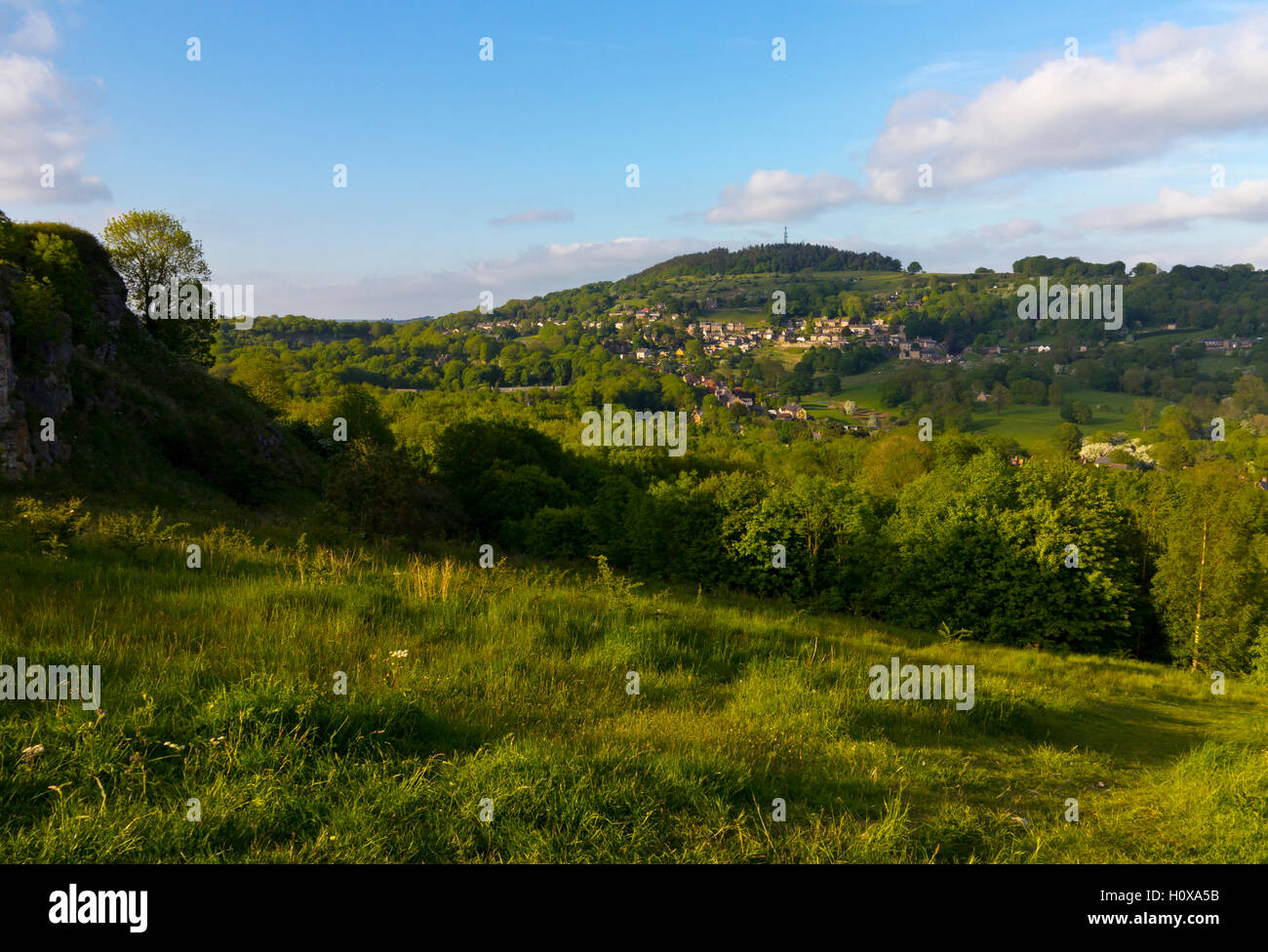 Countryside looking towards Bolehill and Black Rocks near Wirksworth in the Derbyshire Dales Peak District England UK Stock Photo