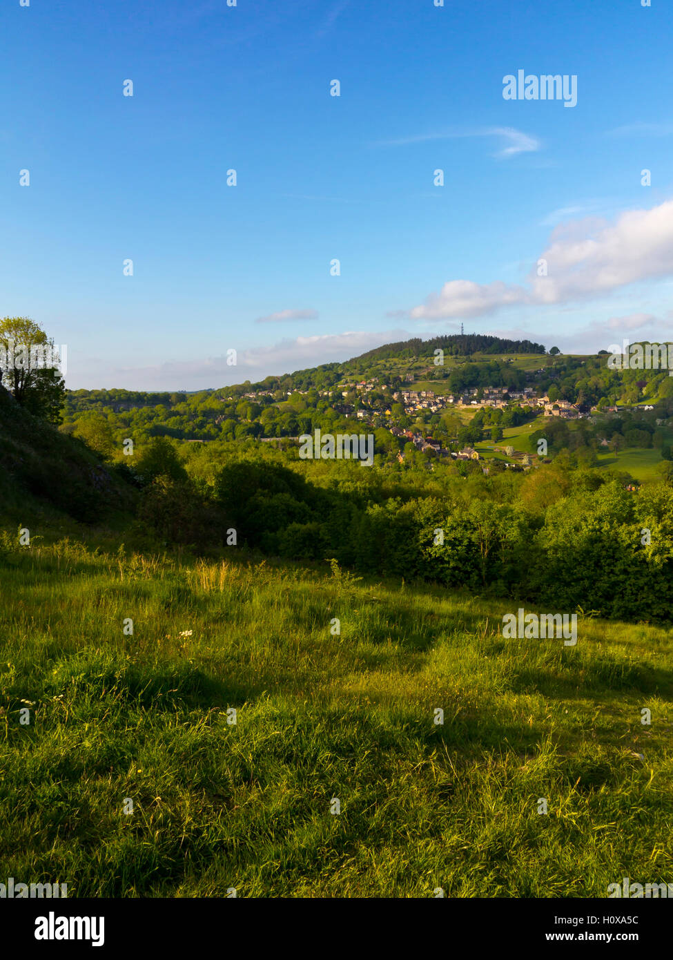 Countryside looking towards Bolehill and Black Rocks near Wirksworth in the Derbyshire Dales Peak District England UK Stock Photo