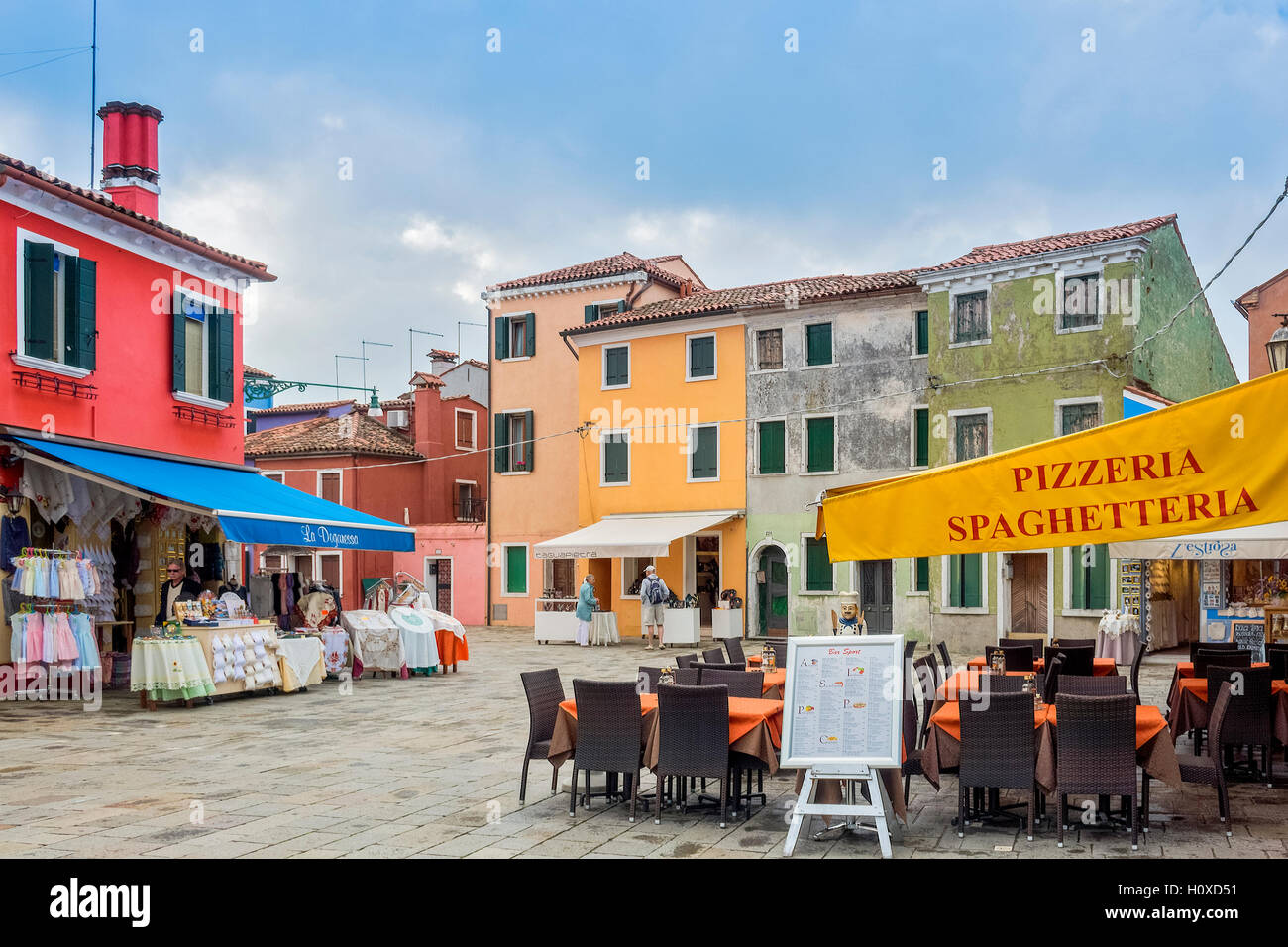 A Square On The Island Of Burro Venice Italy Stock Photo