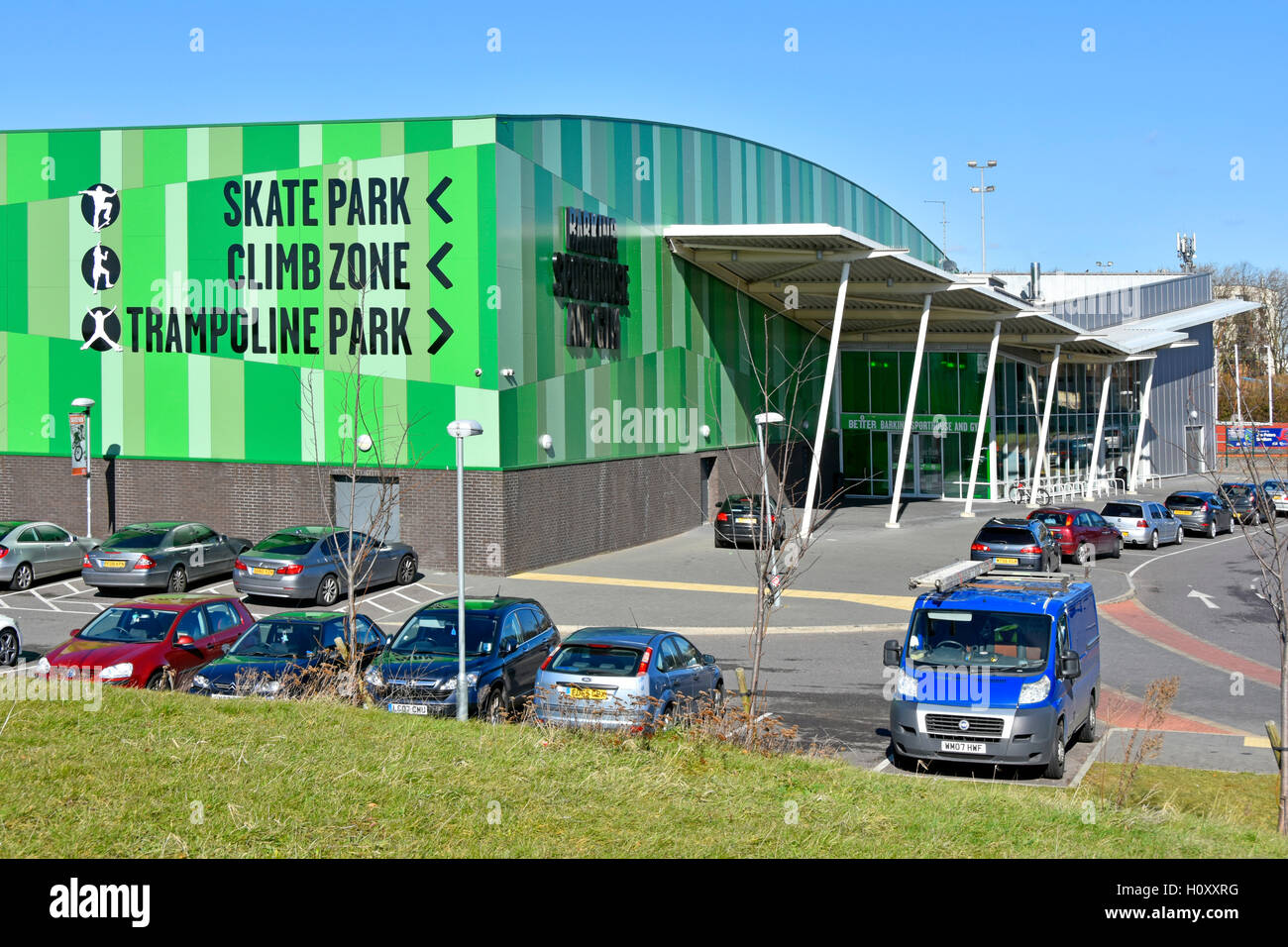 Barking Sporthouse & Gym one of UK largest sports hall & many other facilities in large open space parkland in London Borough of Barking and Dagenham Stock Photo