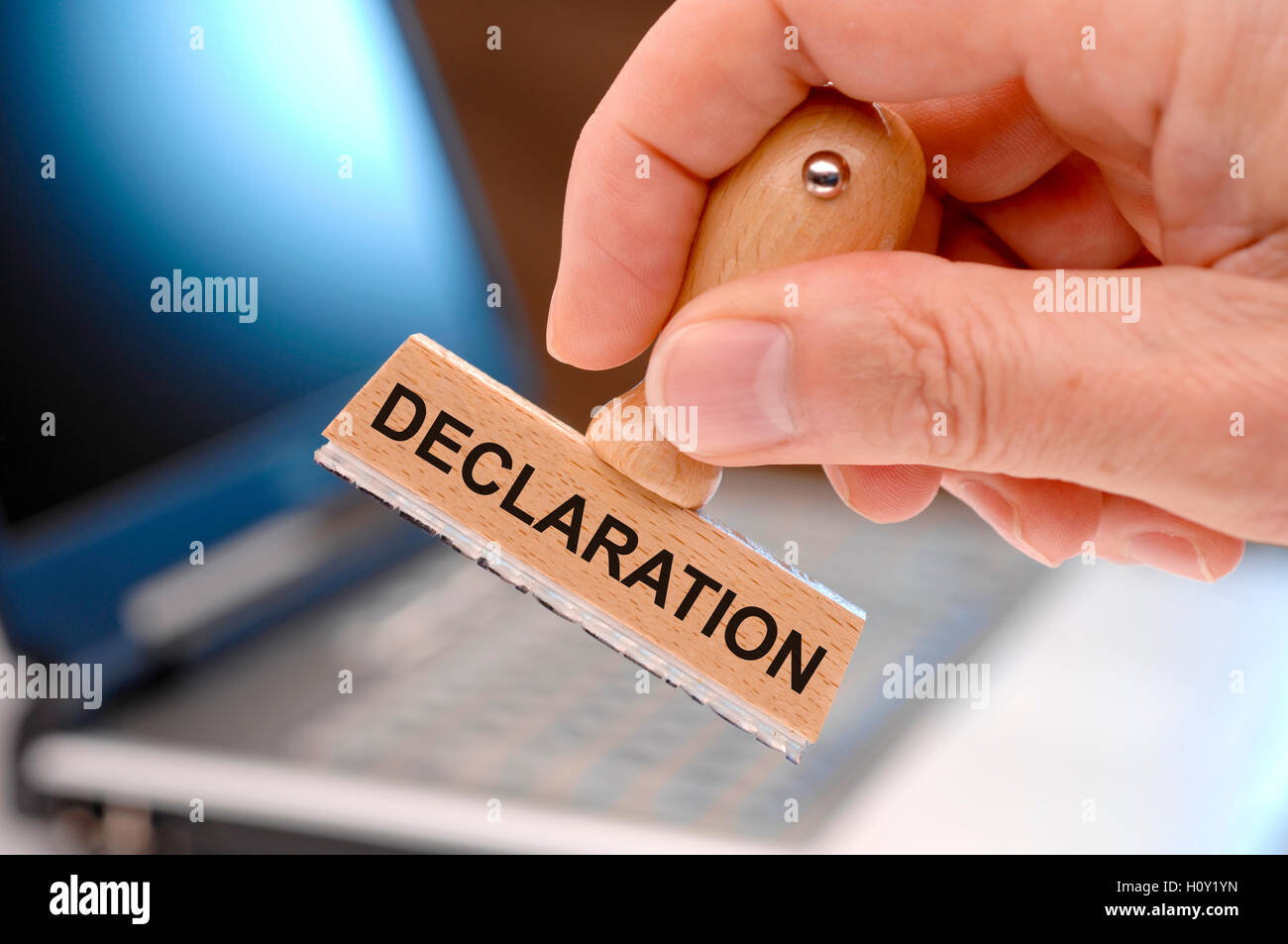 declaration printed on rubber stamp Stock Photo