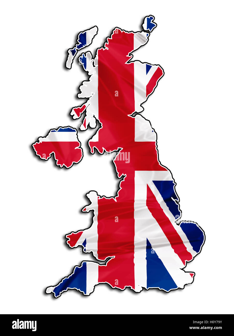 Map of United Kingdom Flag Stock Photo