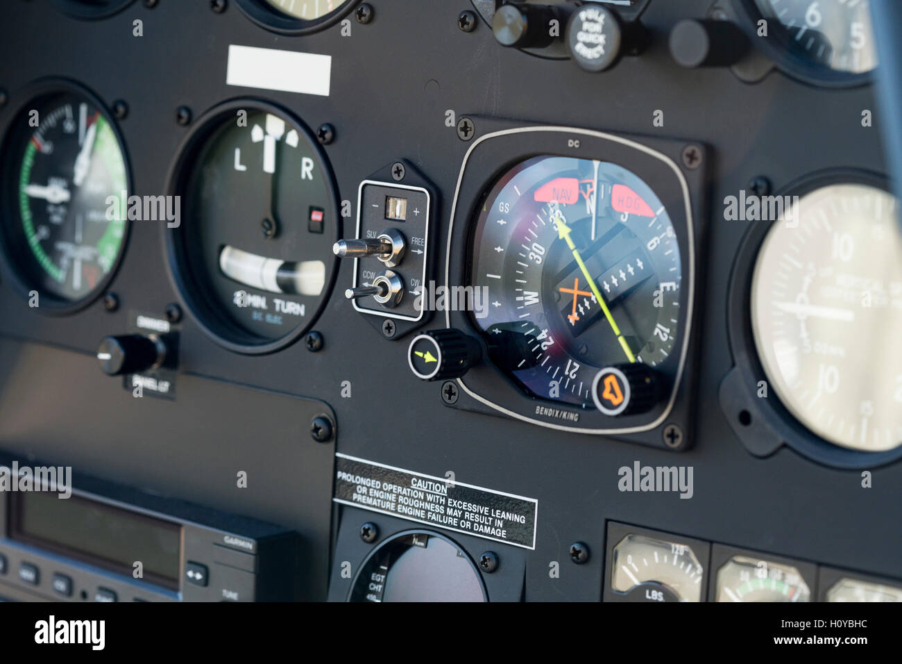 Interior of helicopter control dashboard, Instruments panel of a