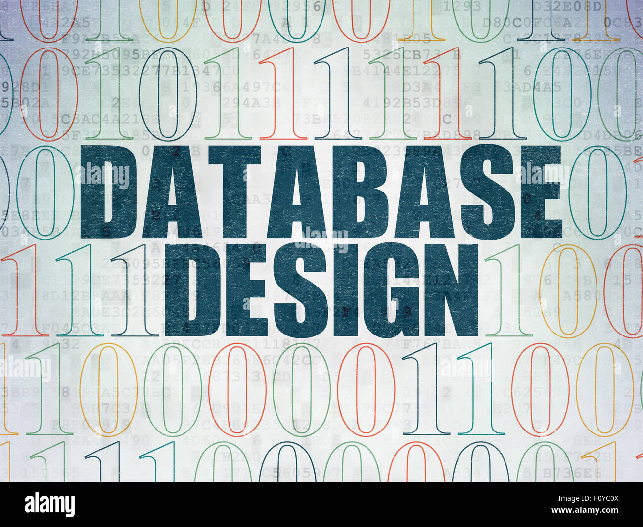 Programming concept: Database Design on Digital Data Paper background ...