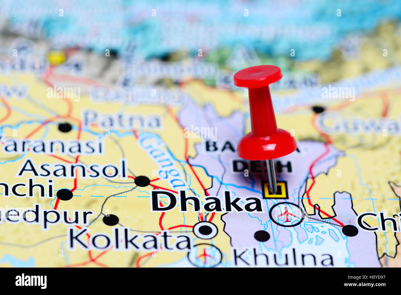 Dhaka pinned on a map of Bangladesh Stock Photo Alamy