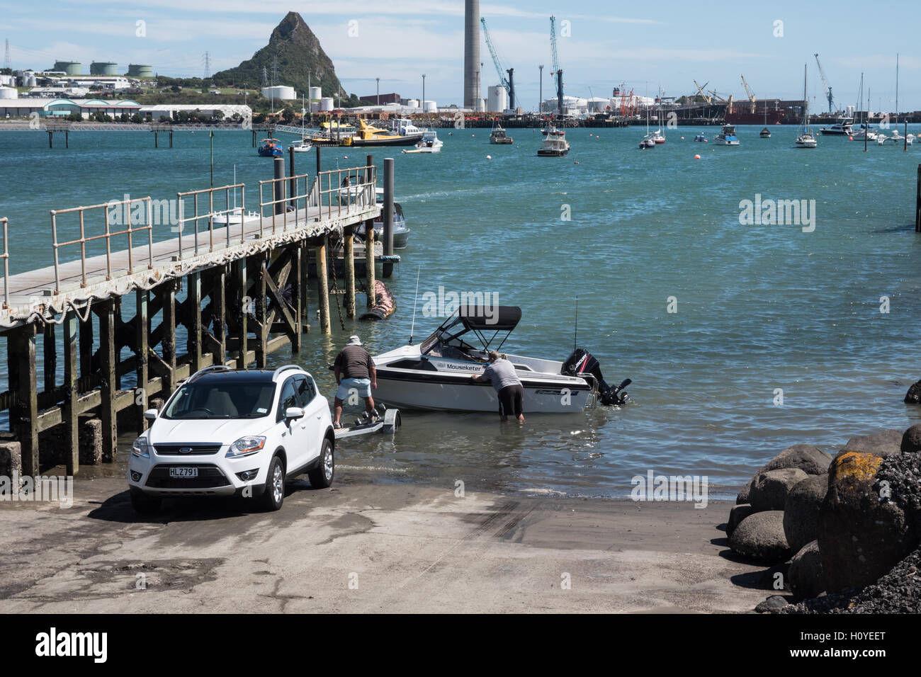 New Plymouth port area, Taranaki, North Island, New Zealand Stock Photo