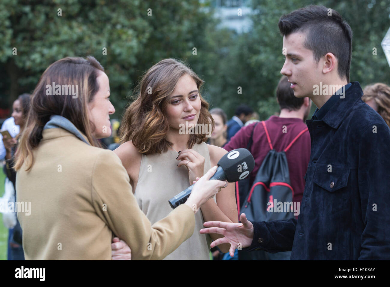 London Uk 21 September 2016 Ella Purnell And Asa Butterfield Being Interviewed Peculiar Goings On In London Stars Of The New Tim Burton Film Miss Peregrine S Home For Peculiar Children Asa