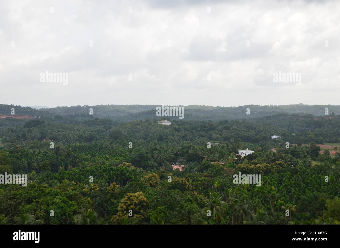 Picturesque view of the outskirts of Mangalore as seen from Konaje Hills Stock Photo