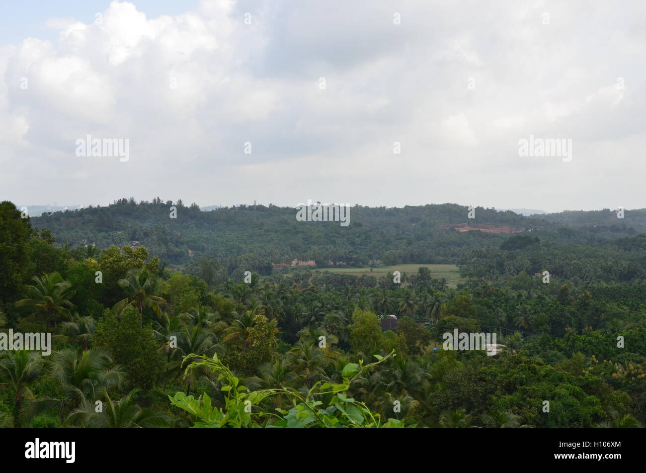 Picturesque view of the outskirts of Mangalore as seen from Konaje Hills Stock Photo
