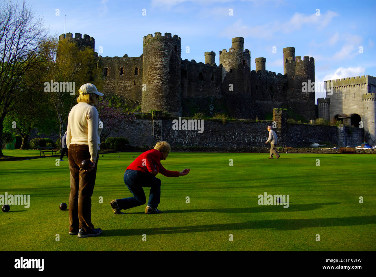 Crown Green Bowling club, Conwy, Wales, Stock Photo