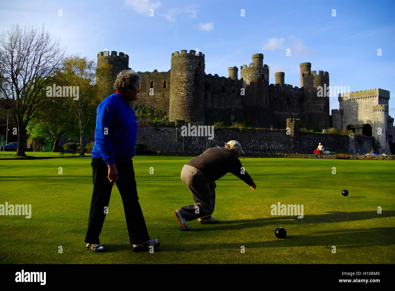 Crown Green Bowling club, Conwy, Wales, Stock Photo
