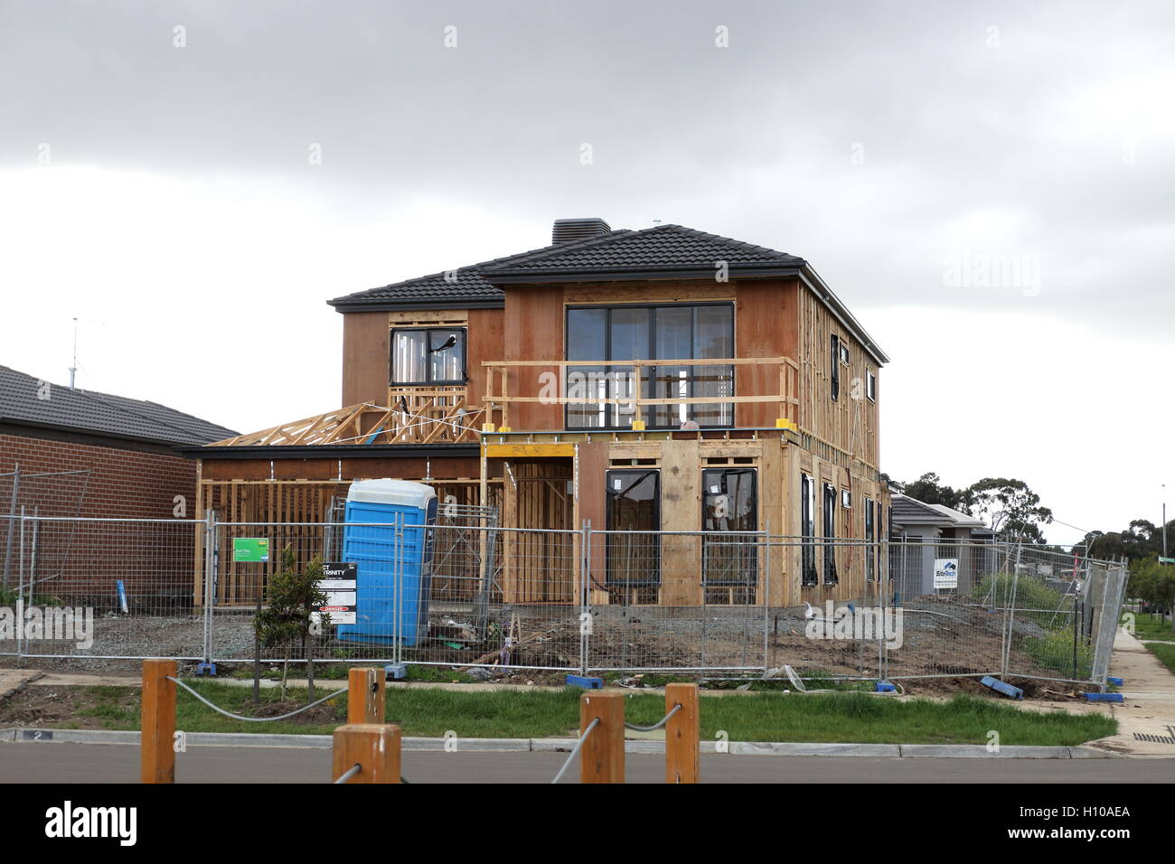 Double storey new home under construction in Melbourne Victoria