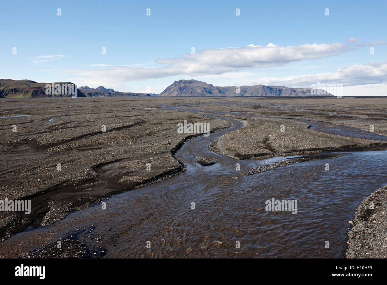 Myrdalssandur black lava sand flats near Vik Iceland Stock Photo