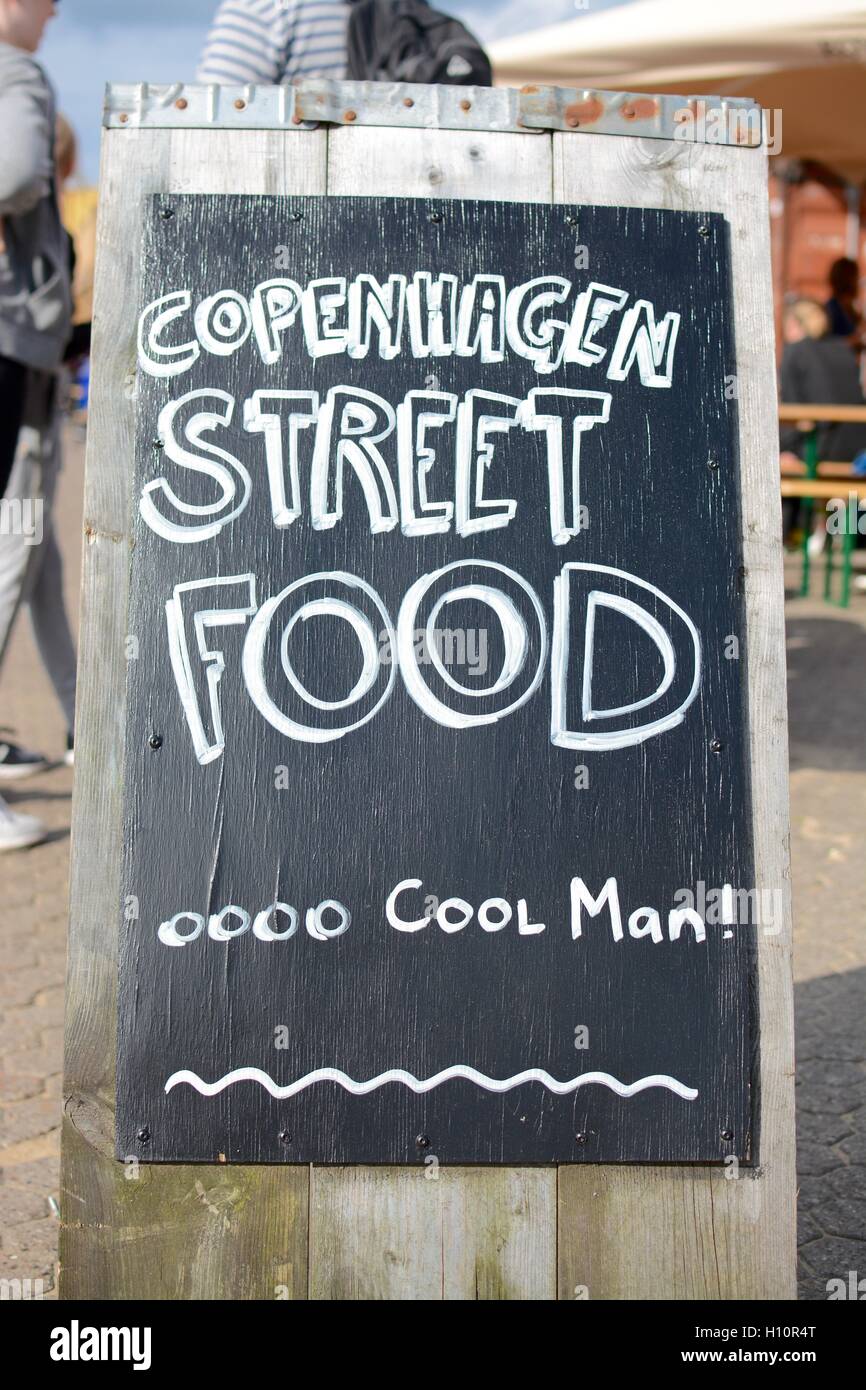 Street food sign, Copenhagen, Denmark Stock Photo Alamy