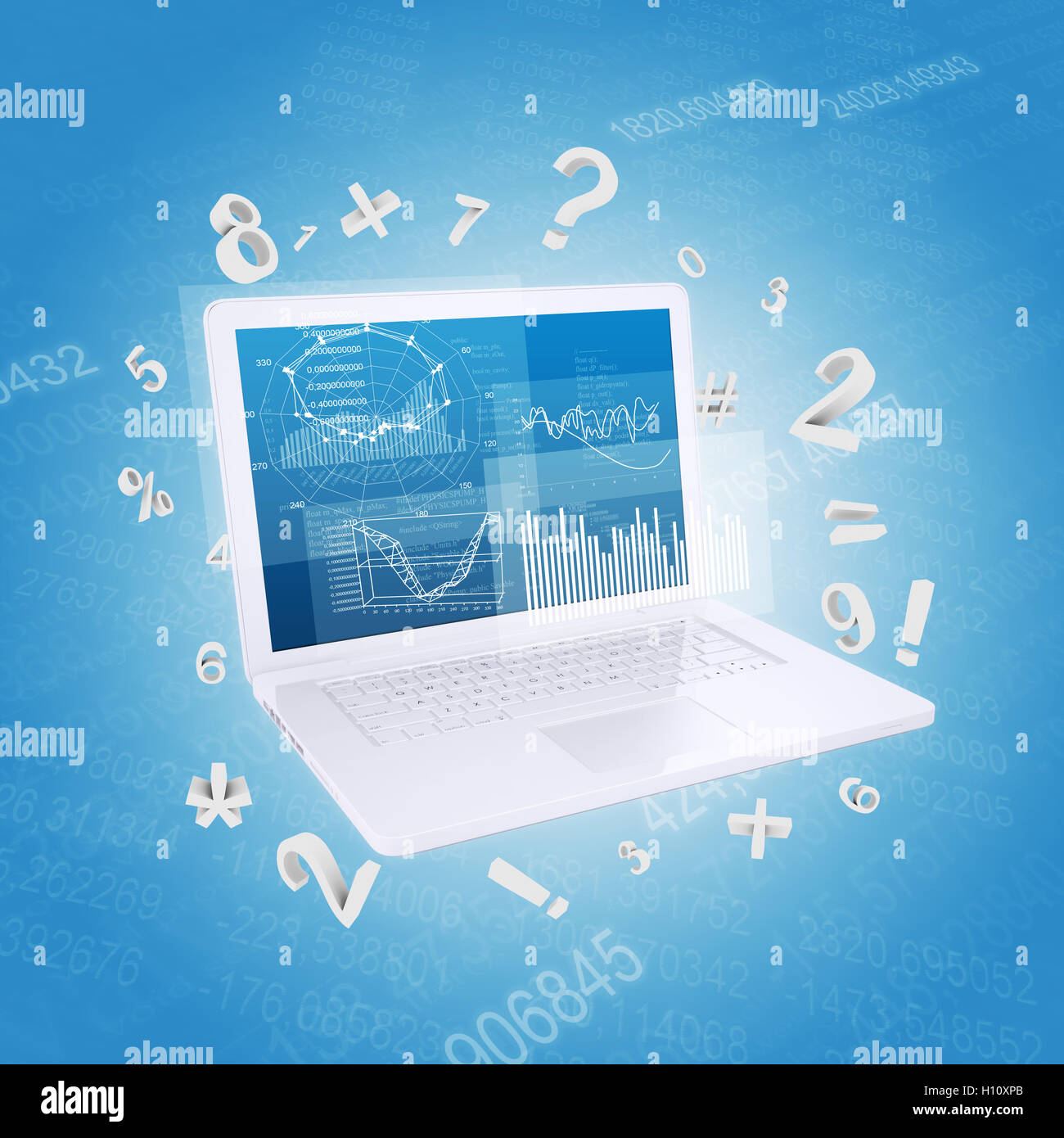 Laptop and graphs Stock Photo - Alamy