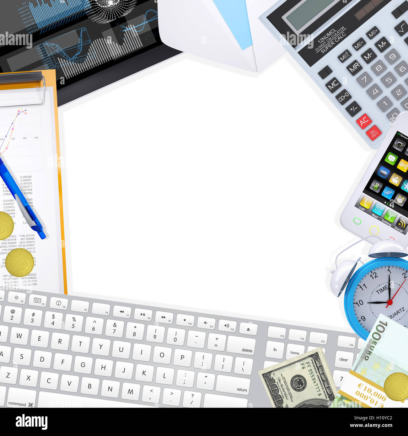 Frame of office supplies Stock Photo Alamy