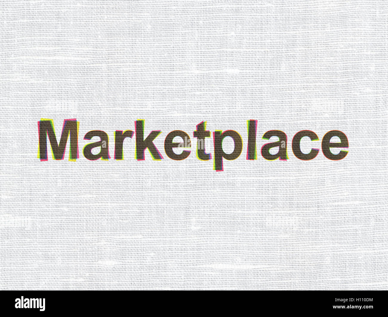 Marketing concept Marketplace on fabric texture background Stock Photo