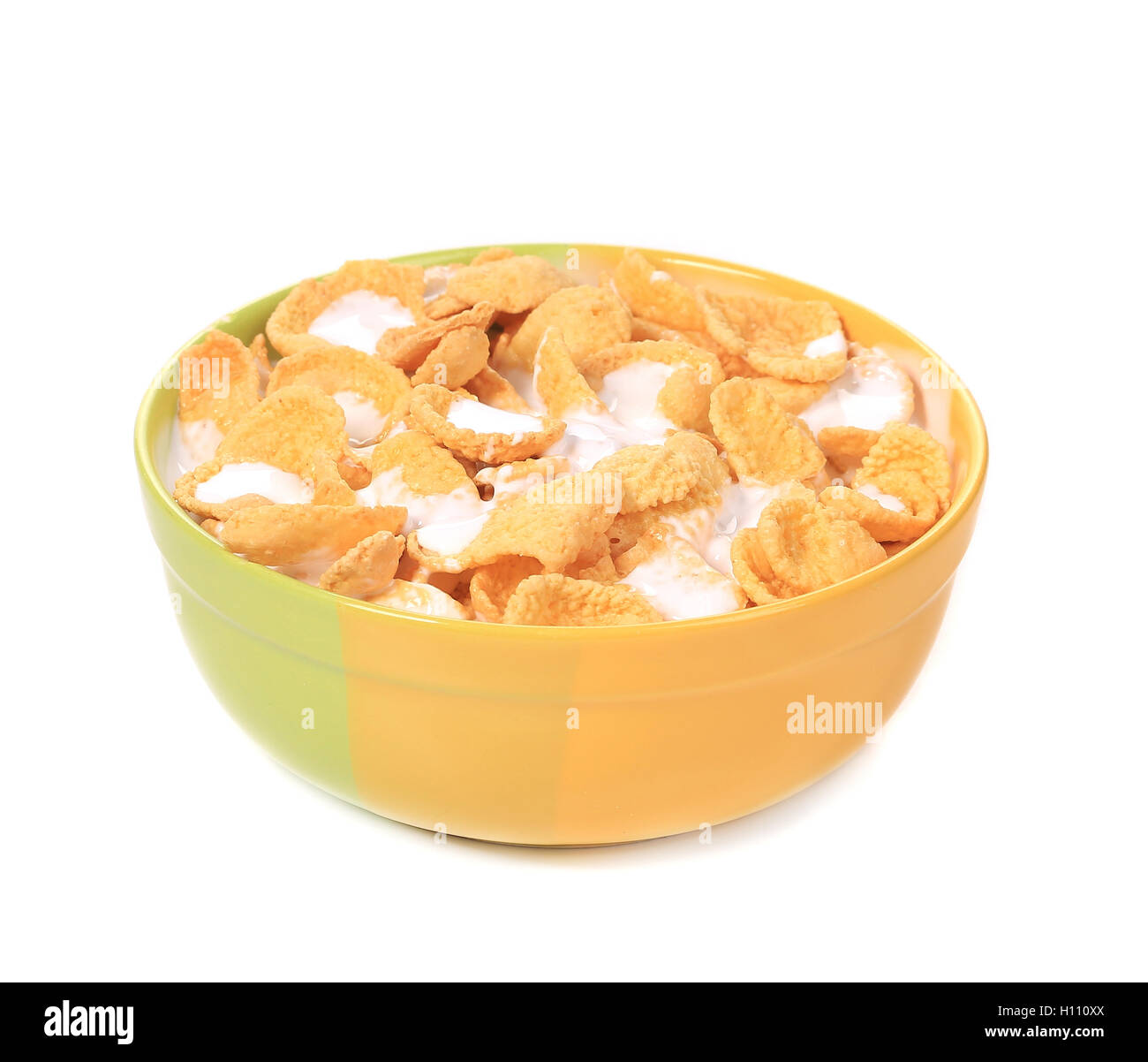 Bowl of sugarcoated corn flakes with milk Stock Photo Alamy