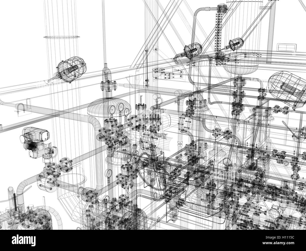 Industrial equipment. Wire-frame render Stock Photo - Alamy