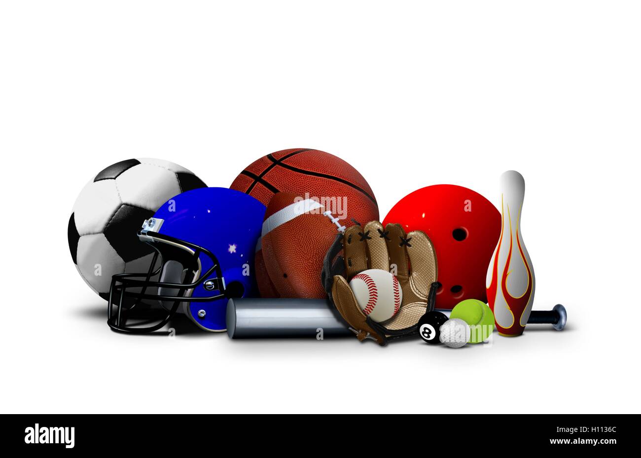 Sport Balls and Equipment Stock Photo