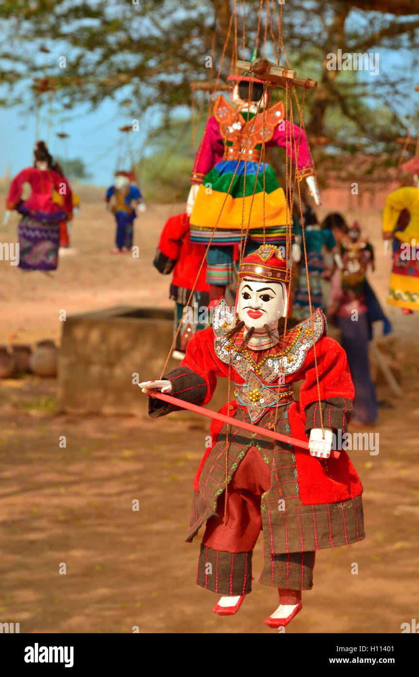 Myanmar string puppet for sale at a temple in Bagan Stock Photo