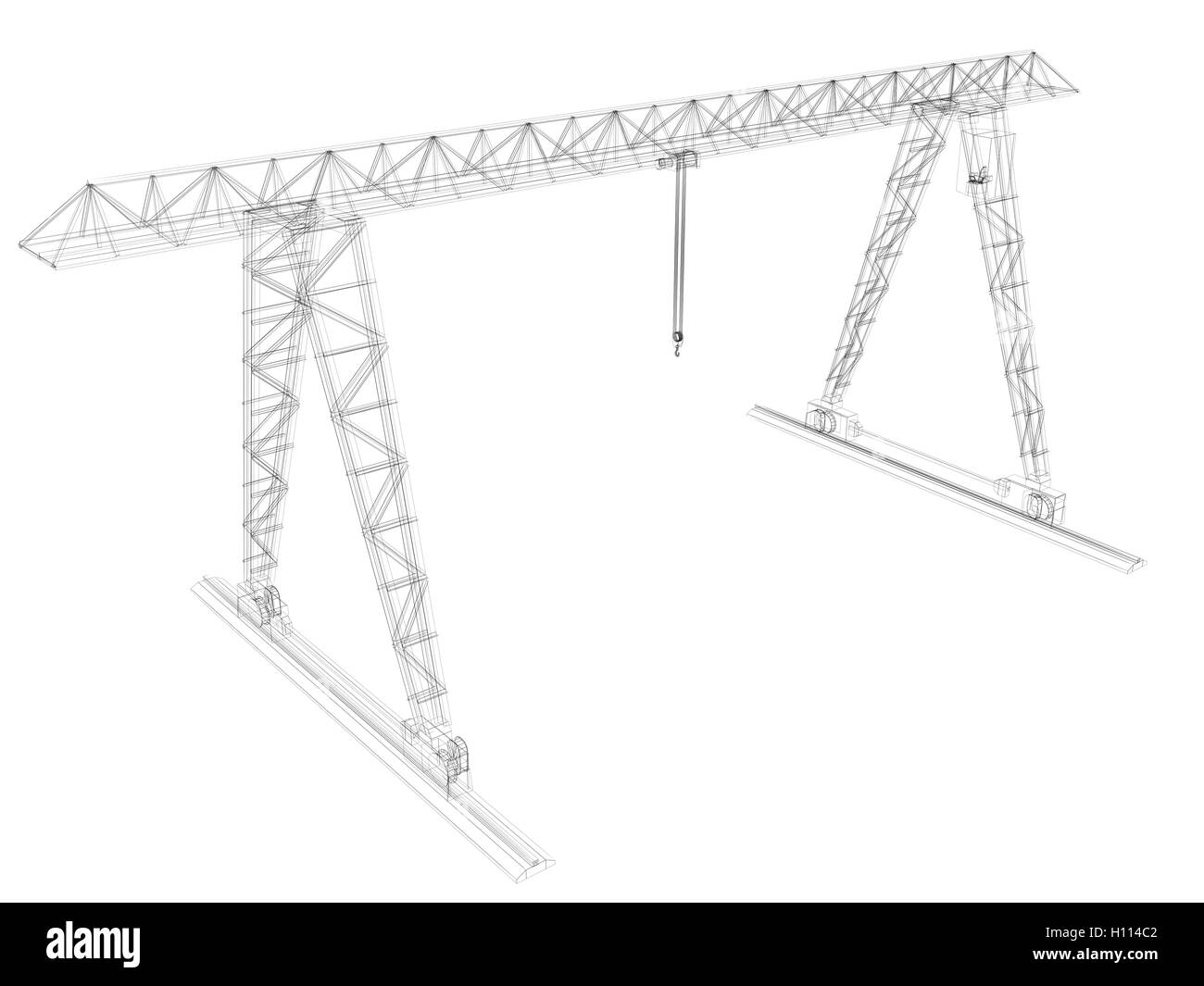 Gantry crane. Wire-frame Stock Photo - Alamy